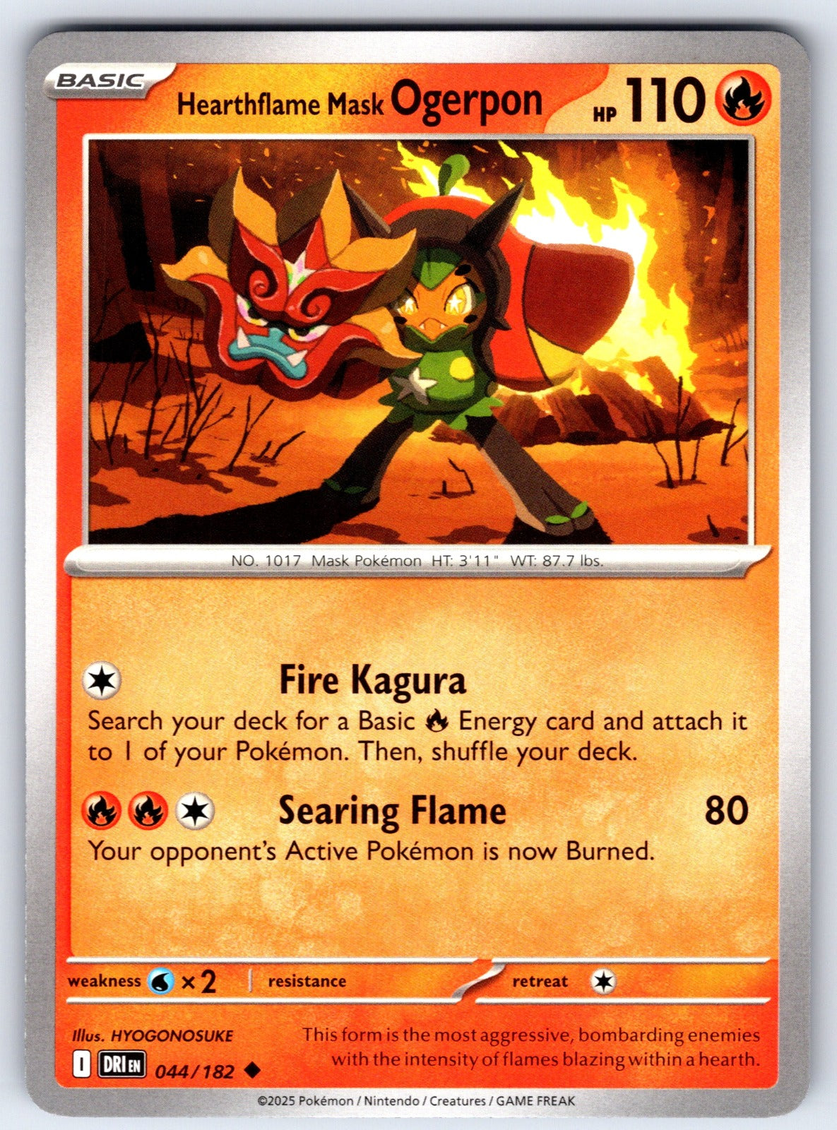 Hearthflame Mask Ogerpon Uncommon SV10: Destined Rivals 044/182 NM 2025