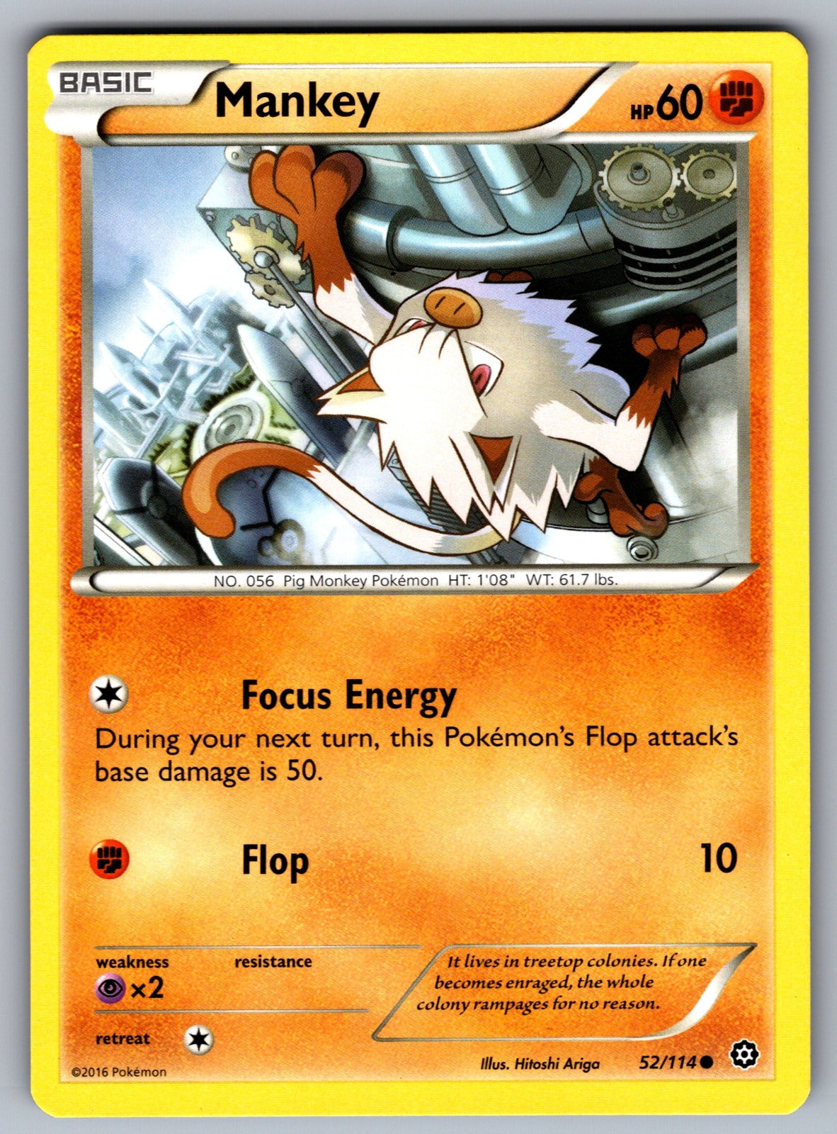 Mankey Common XY - Steam Siege 52/114 NM 2016