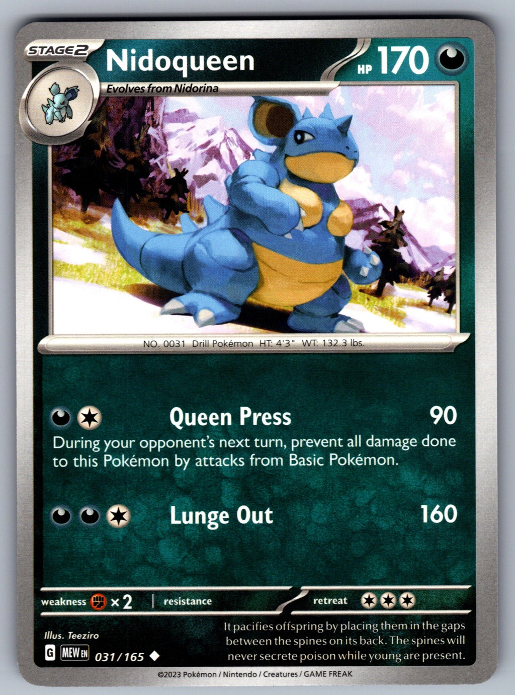 Nidoqueen Uncommon SV: Scarlet & Violet 151 031/165 NM 2023