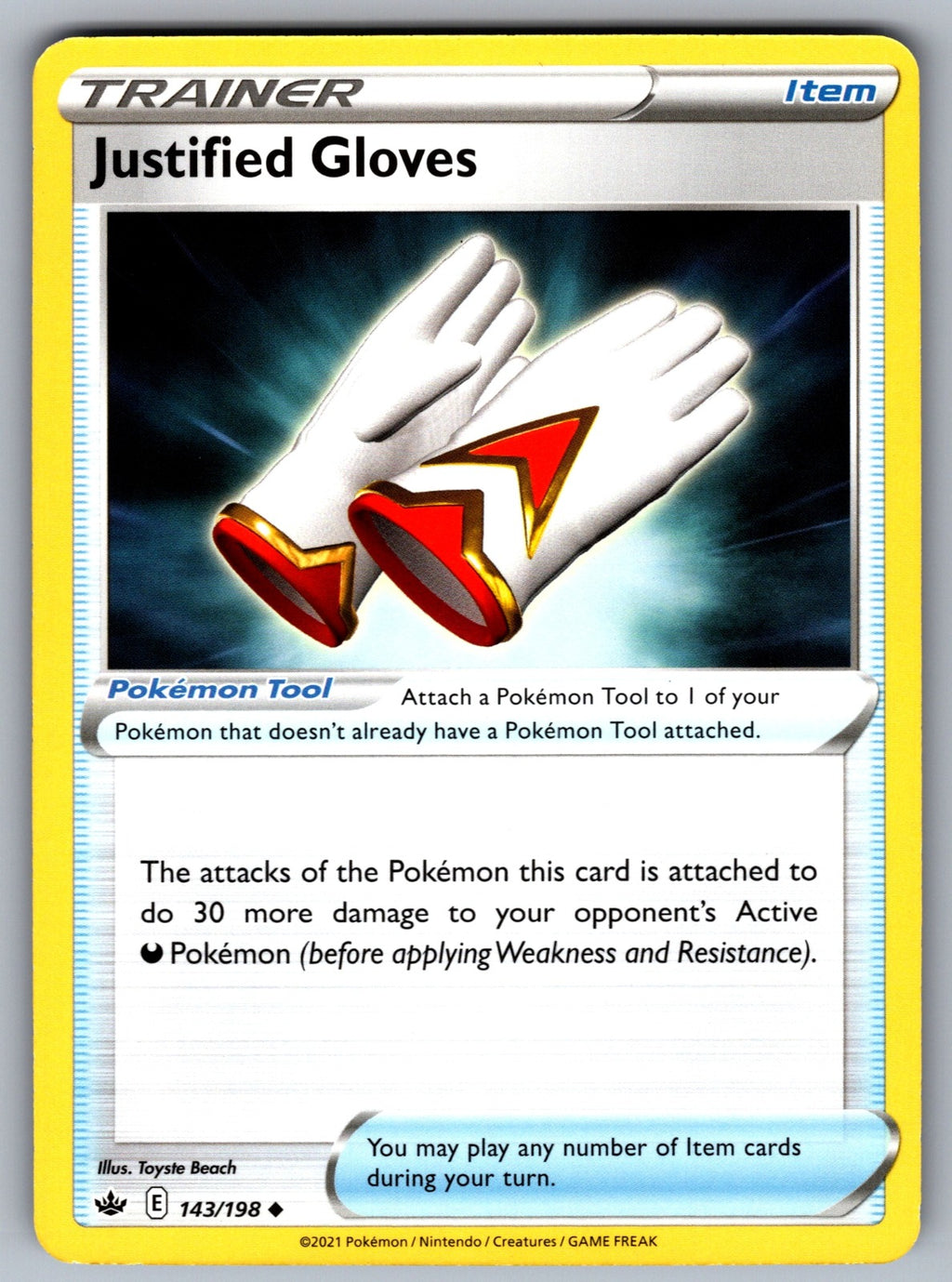 Justified Gloves Uncommon SWSH06: Chilling Reign 143/198 NM 2021