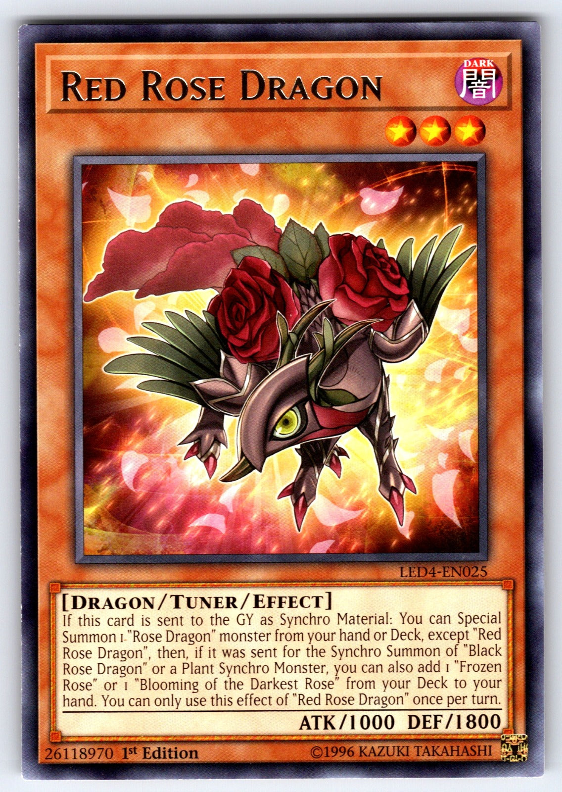 Red Rose Dragon 1st Edition Common Legendary 5D's Decks L5DD-ENA07 NM 2025