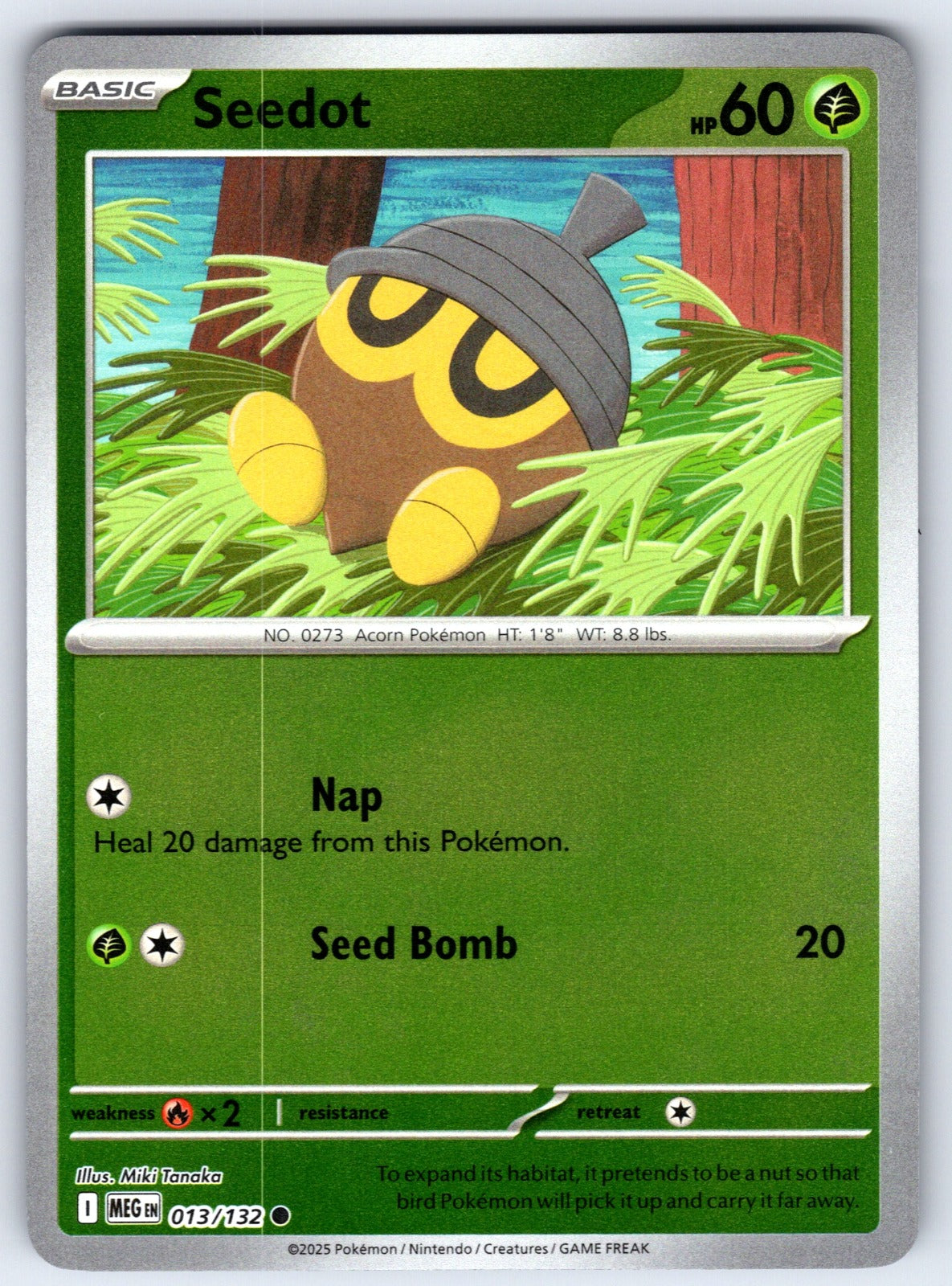 Seedot Reverse Holo Common ME01: Mega Evolution 013/132 NM 2025