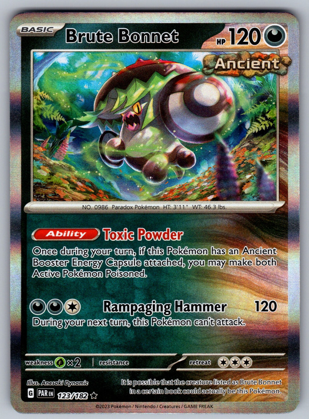 Brute Bonnet - Holo Rare SV04: Paradox Rift 123/182 NM 2023