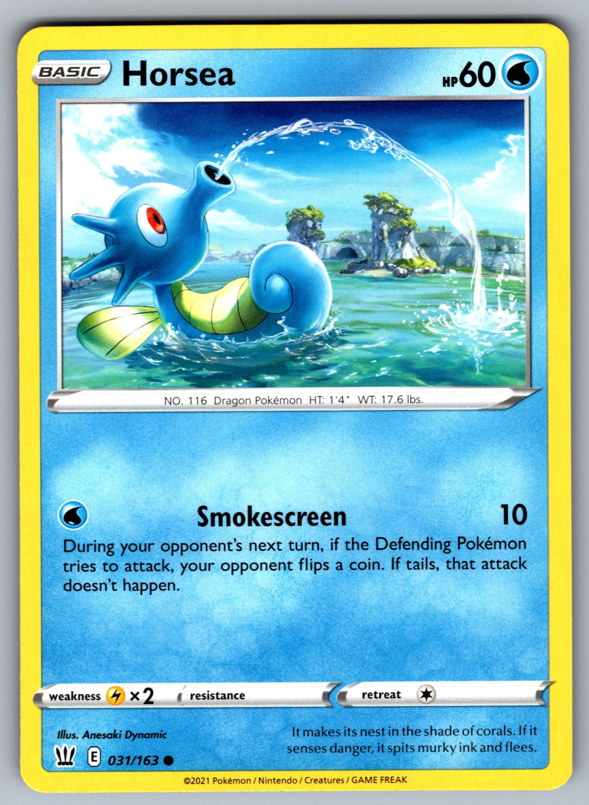 Horsea Common SWSH05: Battle Styles 031/163 NM 2021