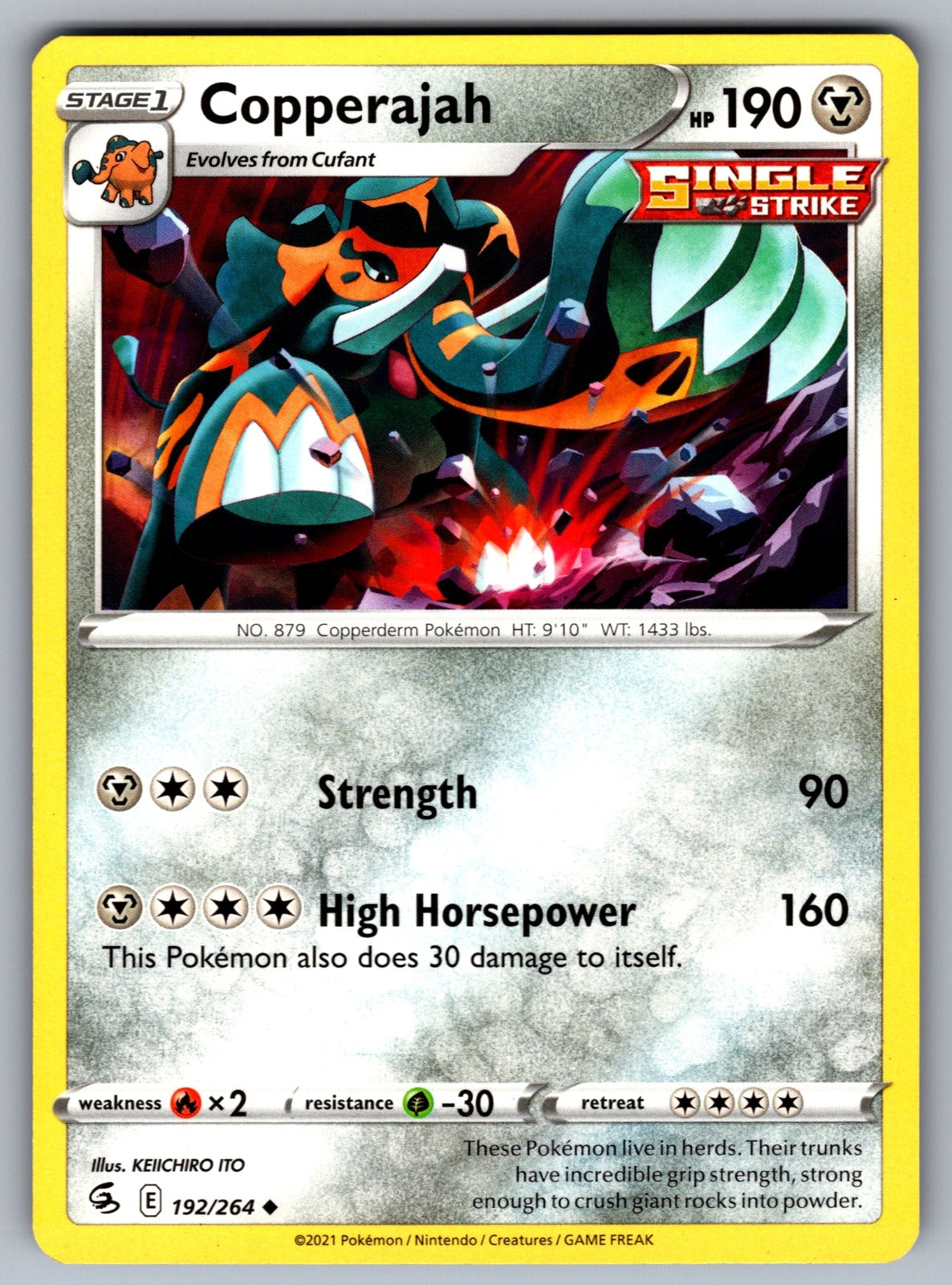 Copperajah Uncommon SWSH08: Fusion Strike 192/264 NM 2021