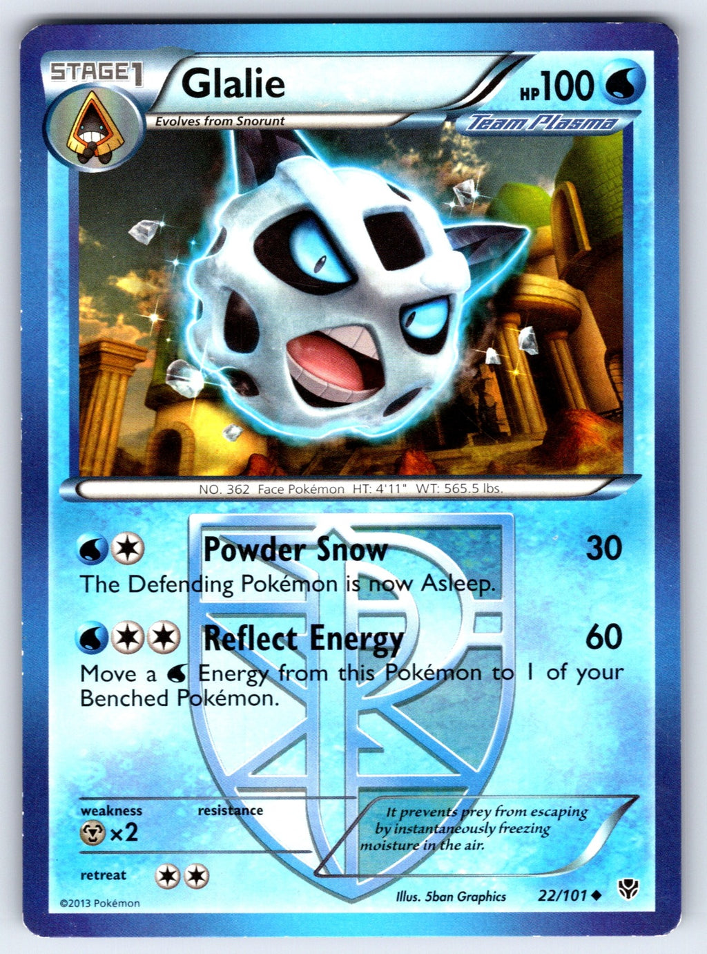 Glalie (Team Plasma) Uncommon Plasma Blast 22/101 LP 2013