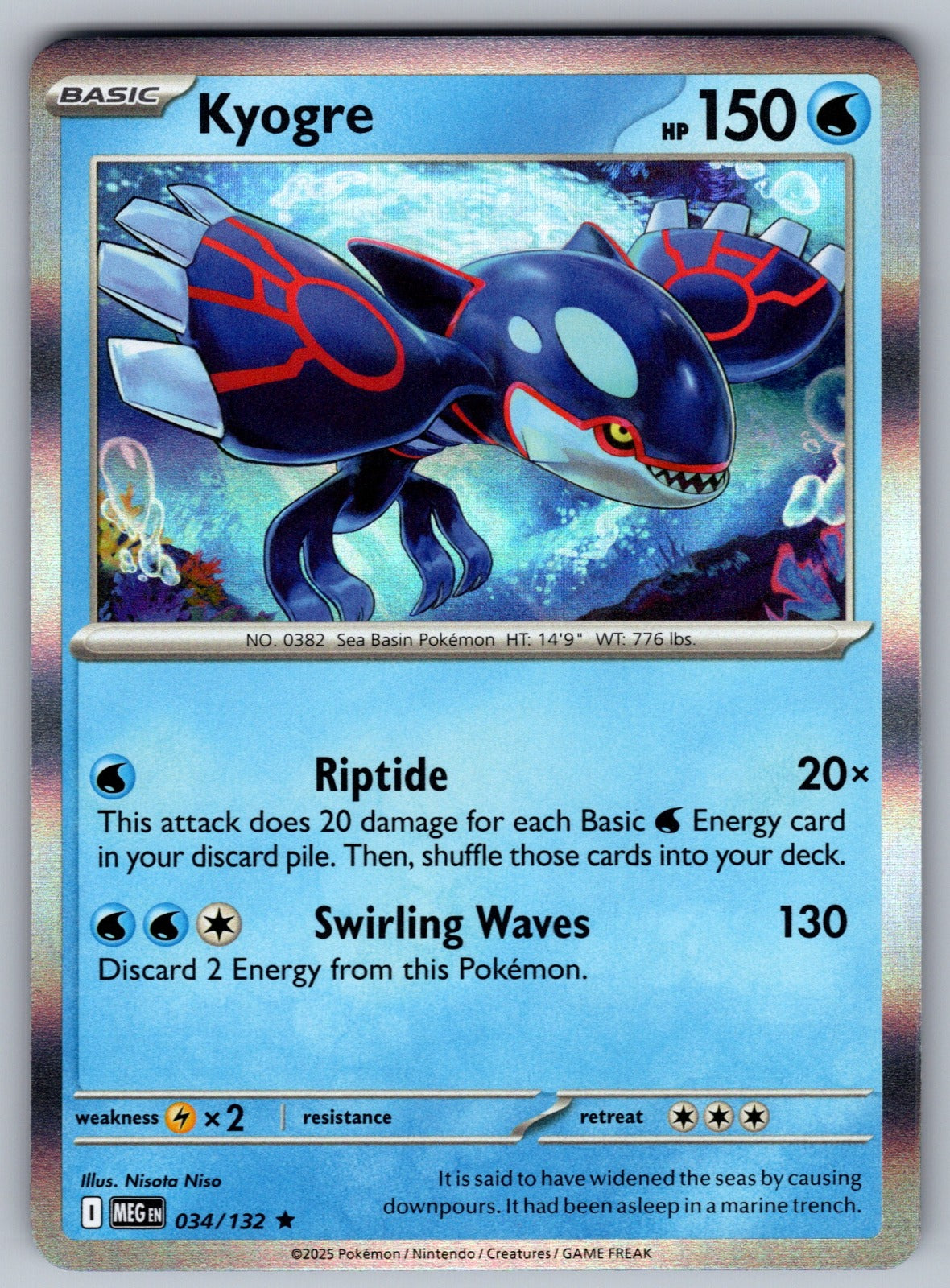 Kyogre Holo Rare ME01: Mega Evolution 034/132 NM 2025