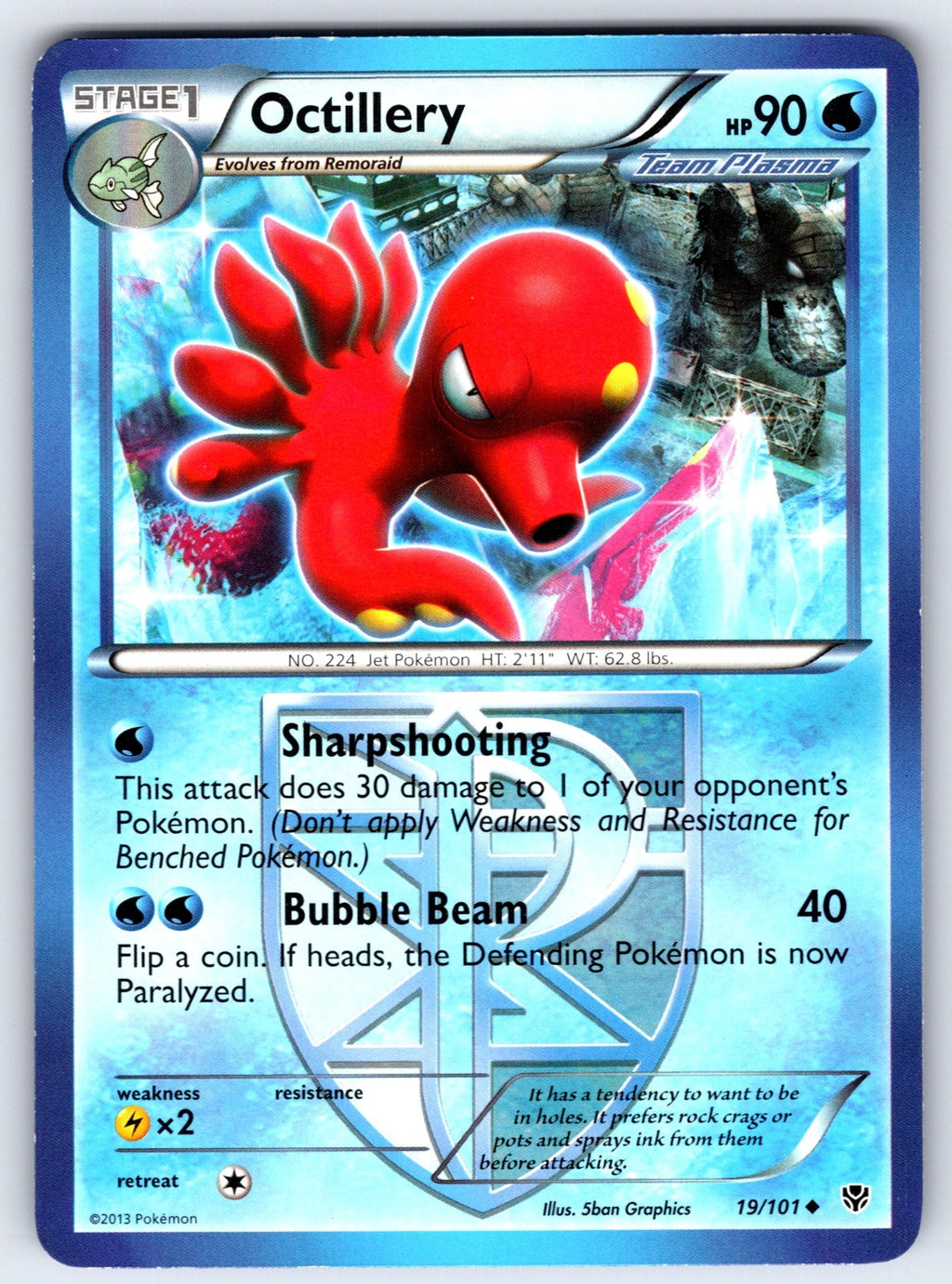 Octillery (Team Plasma) Uncommon Plasma Blast 19/101 LP 2013