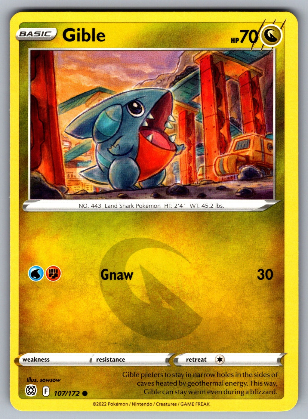 Gible Common SWSH09: Brilliant Stars 107/172 NM 2022