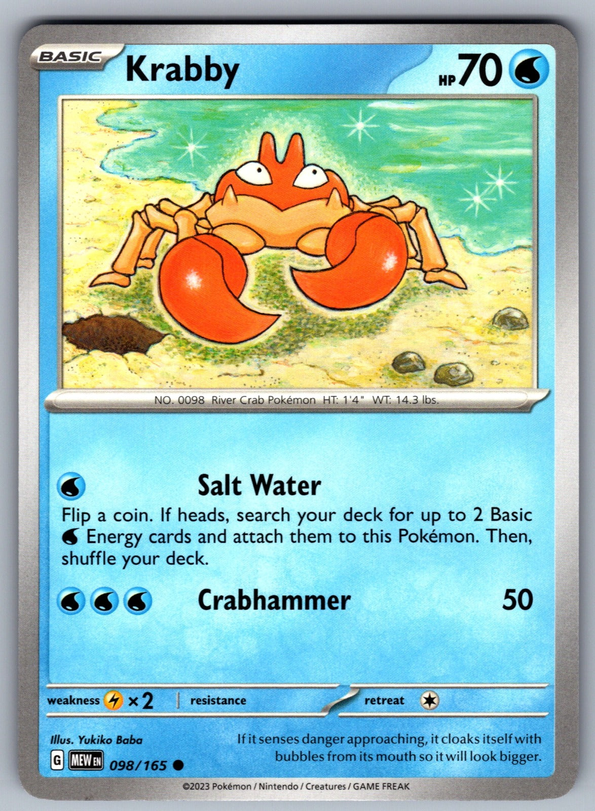 Krabby Common SV: Scarlet & Violet 151 098/165 NM 2023