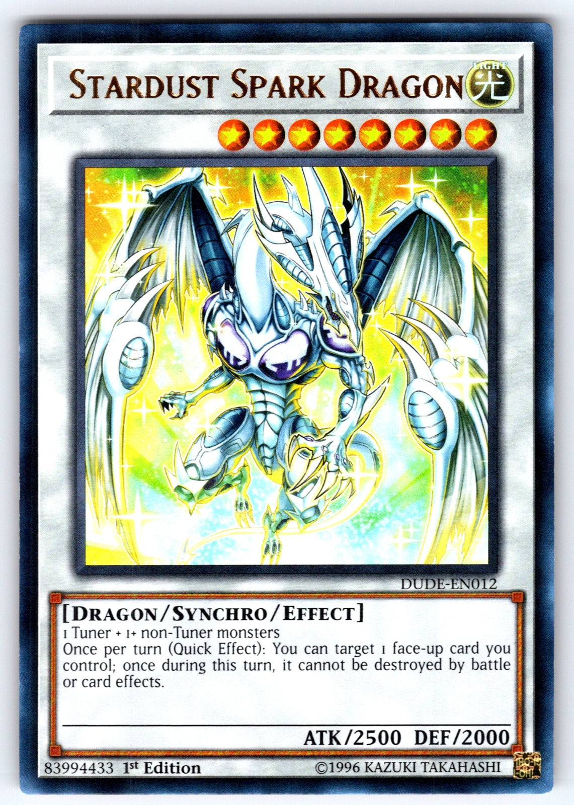 Stardust Spark Dragon 1st Edition Ultra Rare Duel Devastator DUDE-EN012 NM 2019