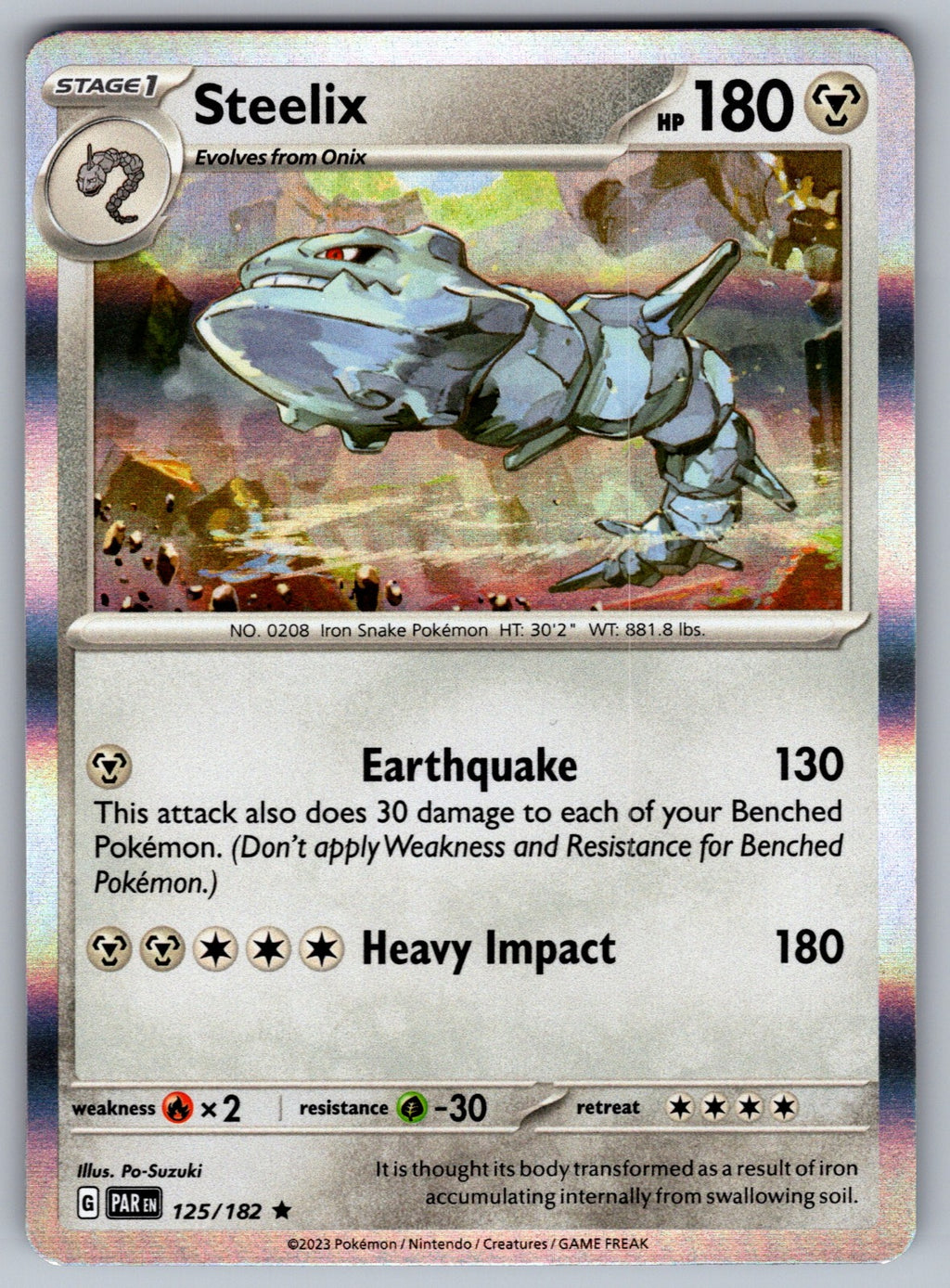 Steelix Holo Rare SV04: Paradox Rift 125/182 NM 2023