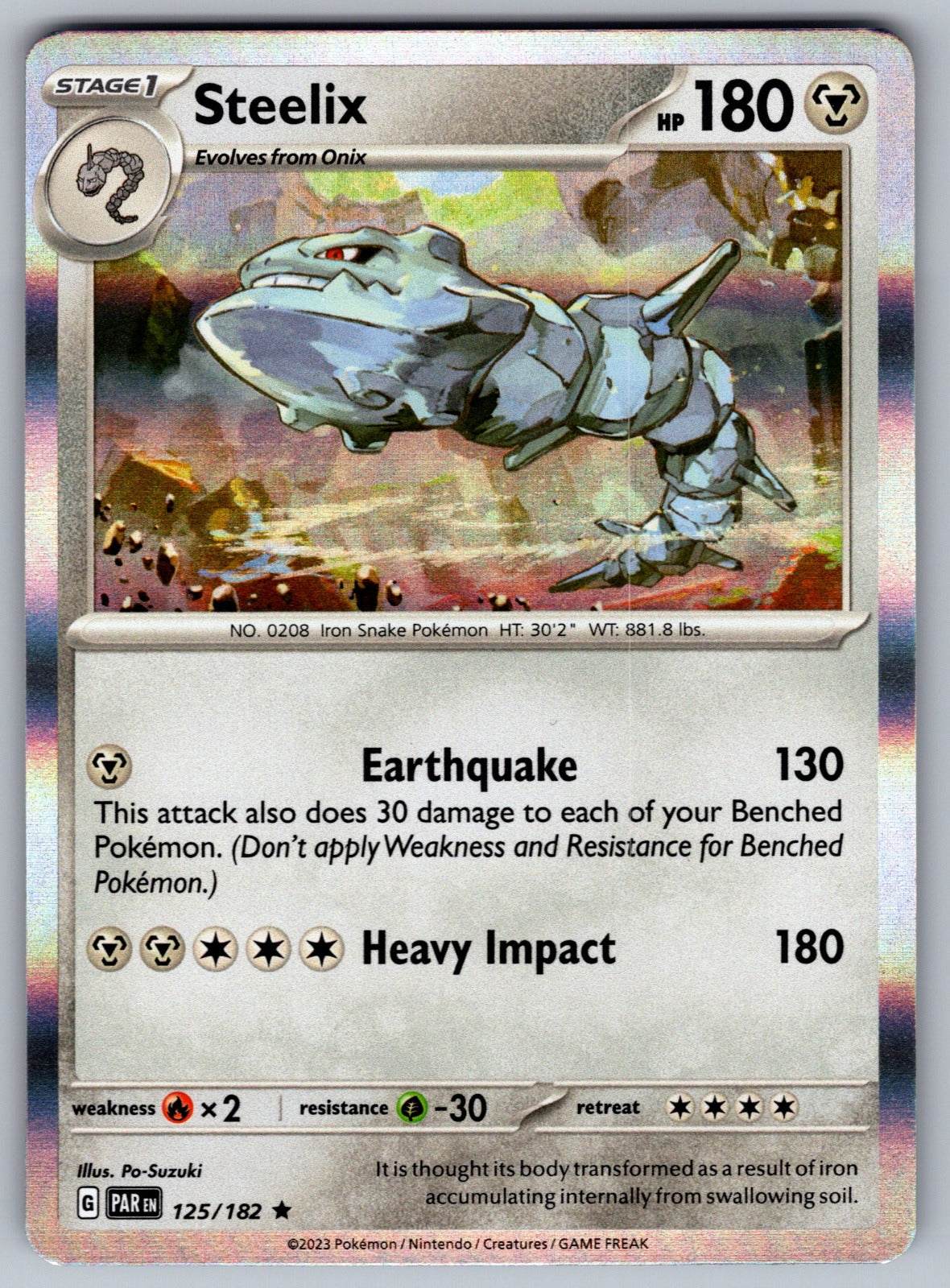 Steelix Holo Rare SV04: Paradox Rift 125/182 NM 2023