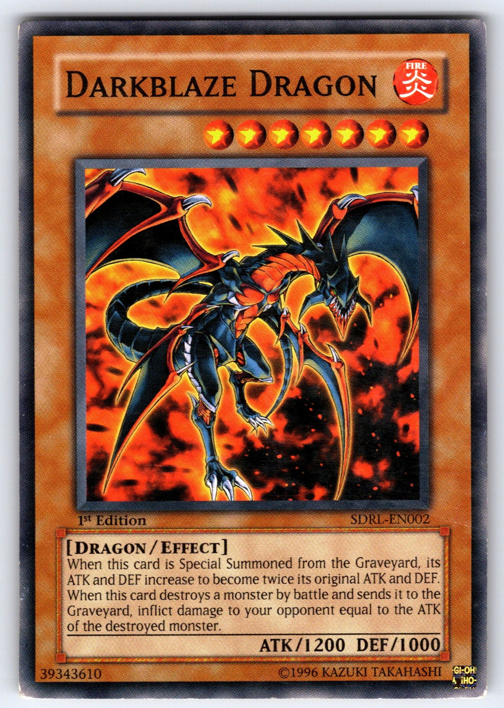Darkblaze Dragon 1st Edition Common Structure Deck: Rise of the Dragon Lords SDR