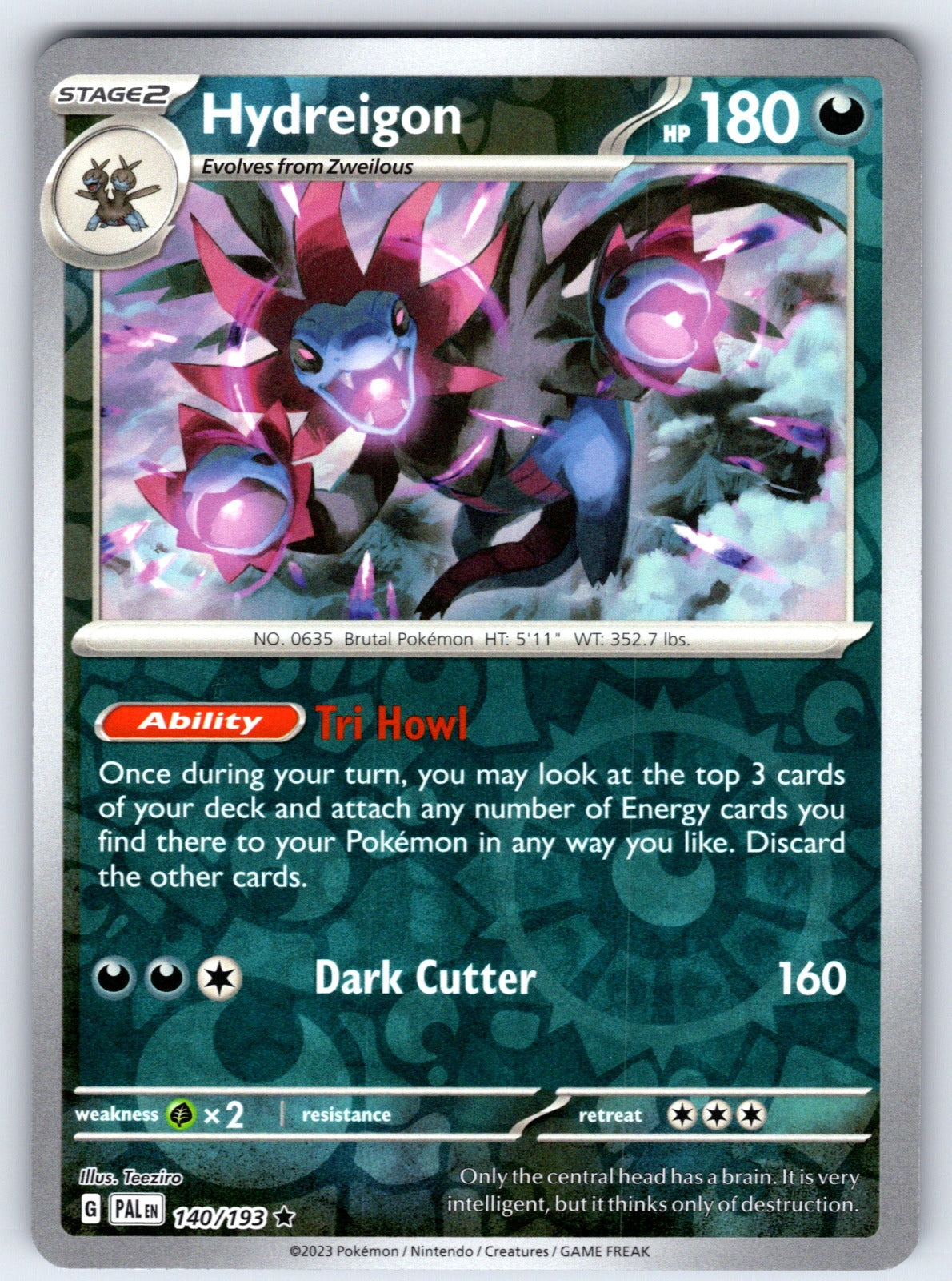 Hydreigon Reverse Holo Rare SV02: Paldea Evolved 140/193 NM 2023