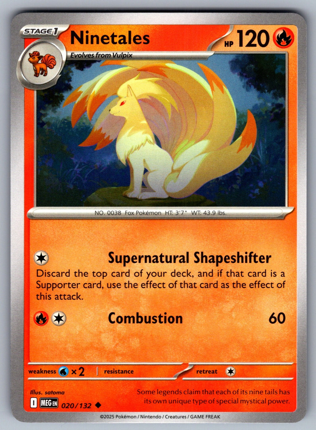 Ninetales Uncommon ME01: Mega Evolution 020/132 NM 2025