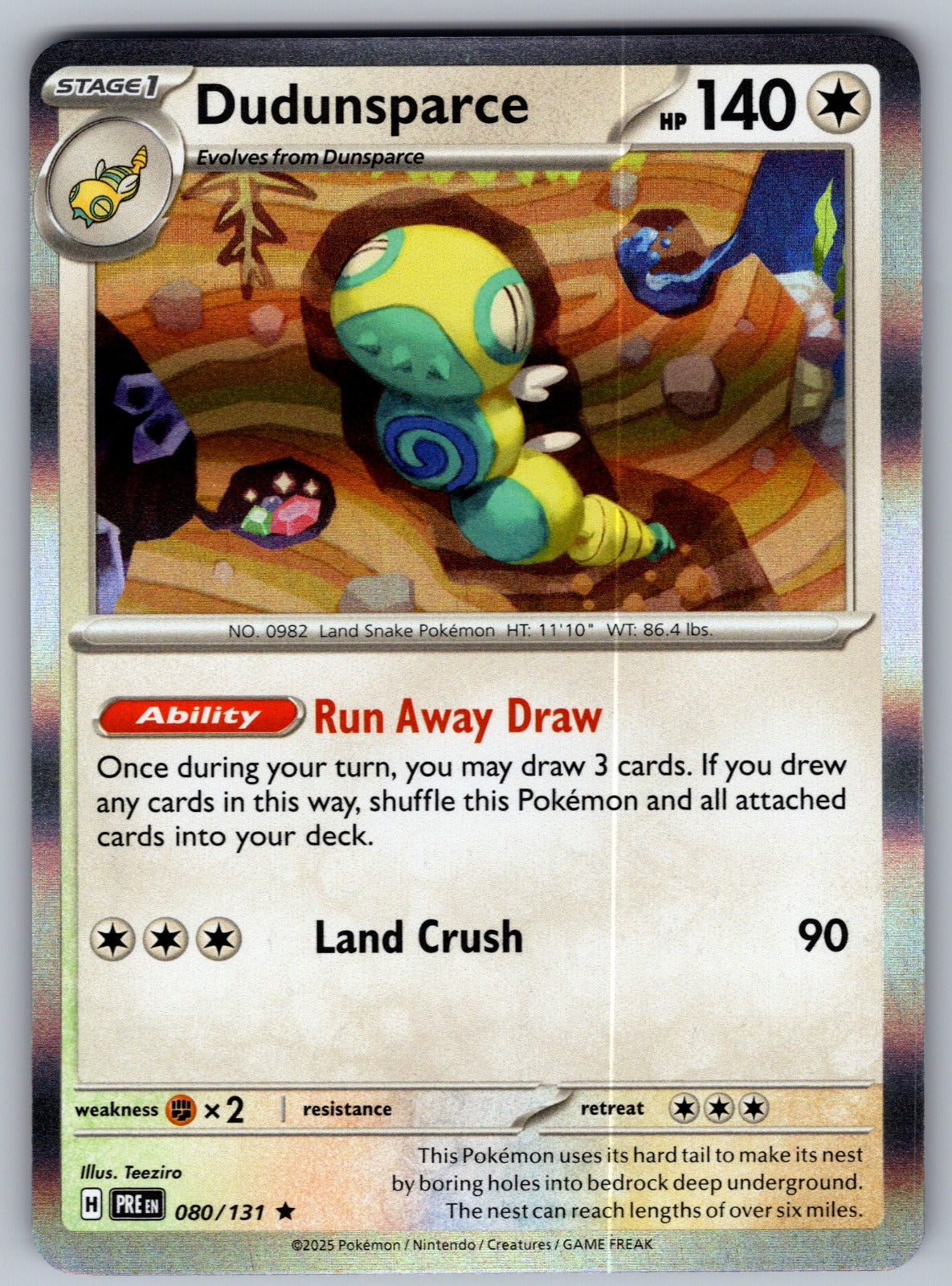 Dudunsparce Holo Rare SV: Prismatic Evolutions 080/131 NM 2025