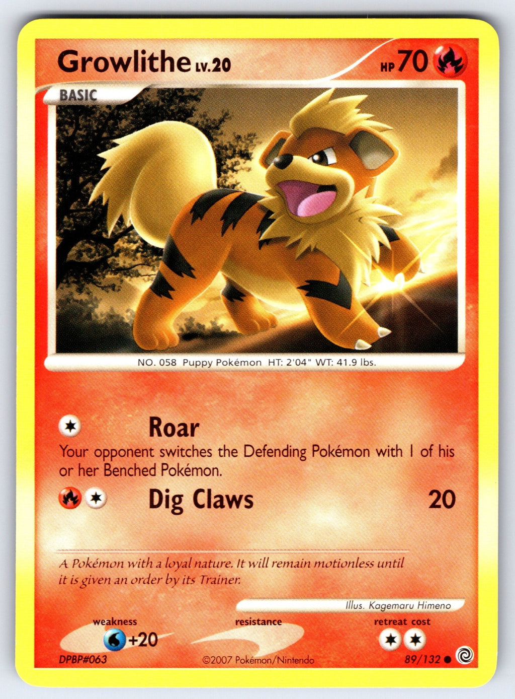 Growlithe Common Secret Wonders 89/132 LP 2007