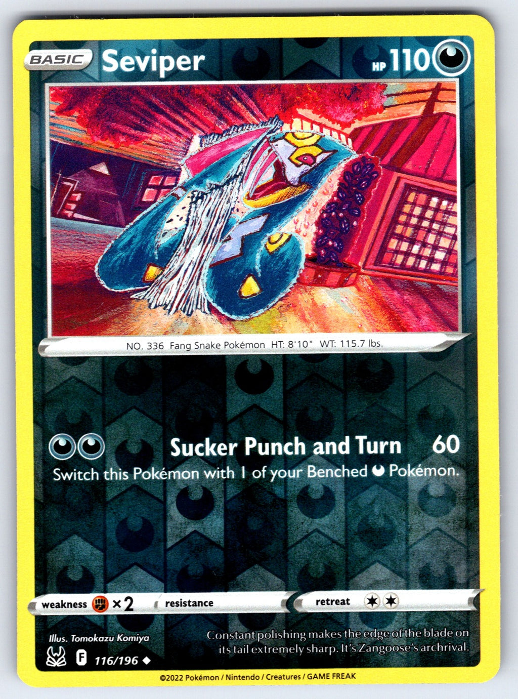 Seviper Reverse Holo Uncommon SWSH11: Lost Origin 116/196 NM 2022