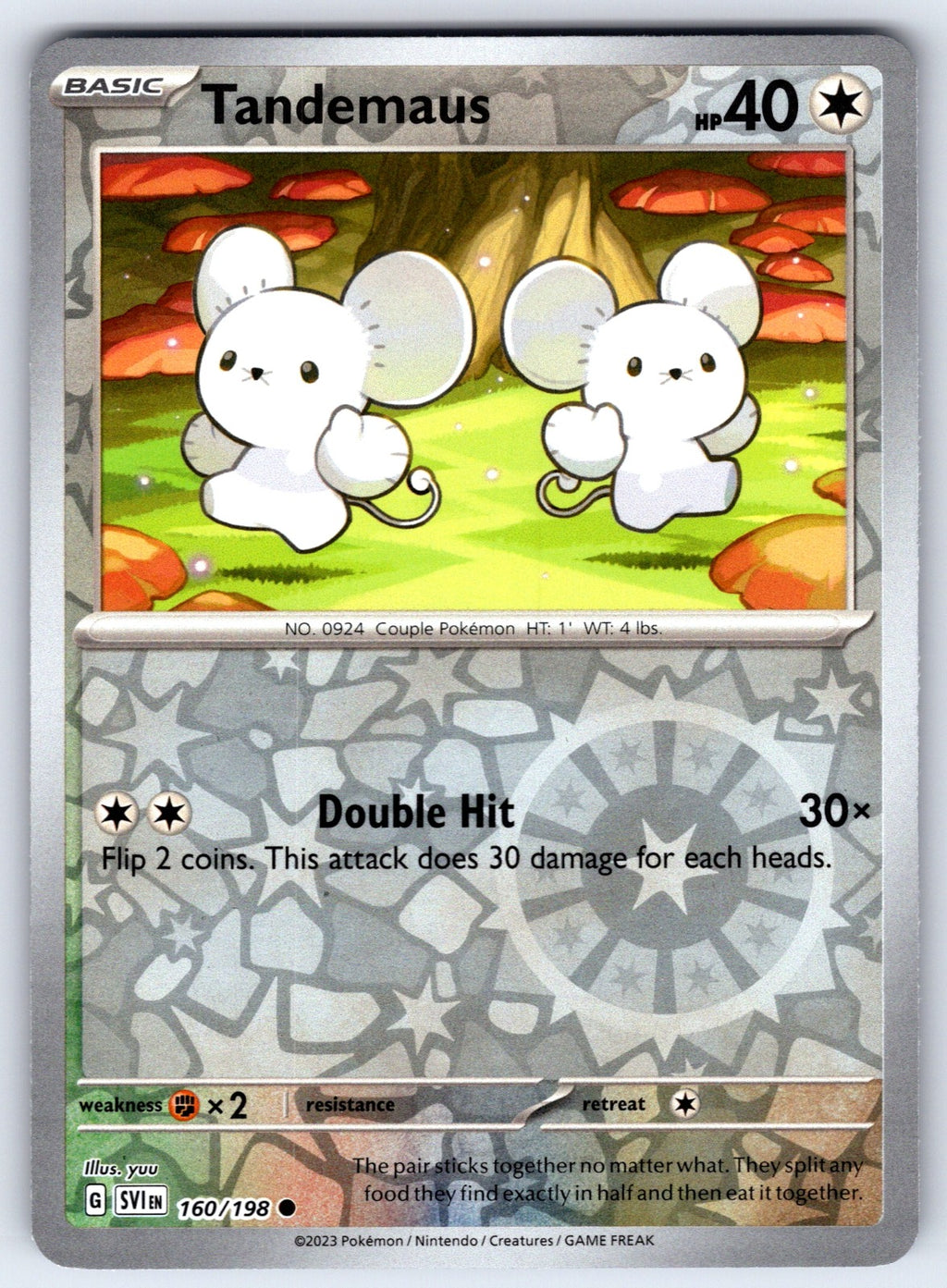 Tandemaus Reverse Holo Common SV01: Scarlet & Violet Base Set 160/198 NM 2023
