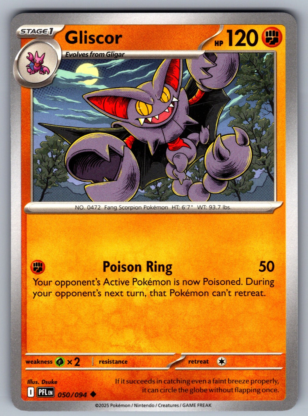 Gliscor Uncommon ME02: Phantasmal Flames 050/094 NM 2025