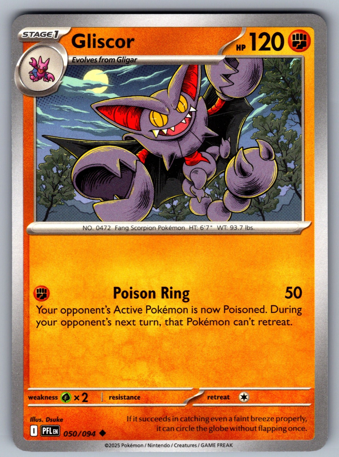Gliscor Uncommon ME02: Phantasmal Flames 050/094 NM 2025