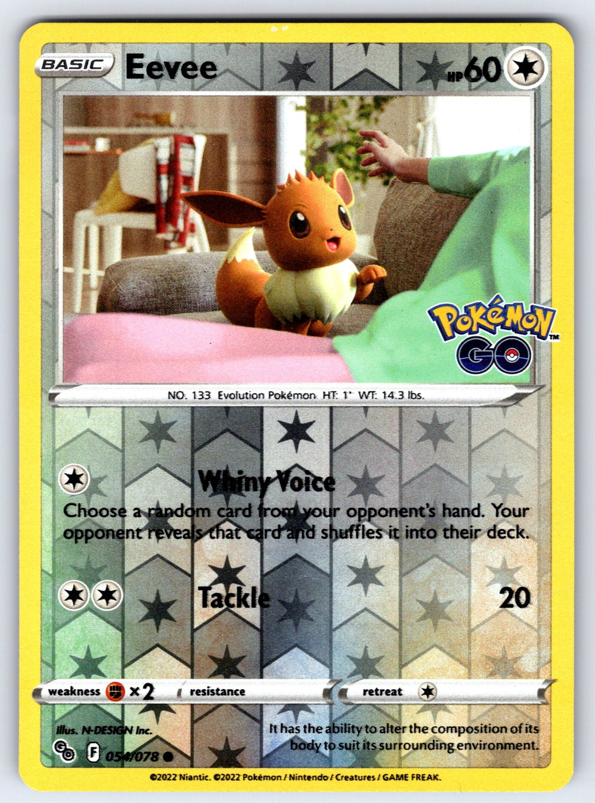 Eevee Reverse Holo Common Pokemon GO 054/078 NM 2022