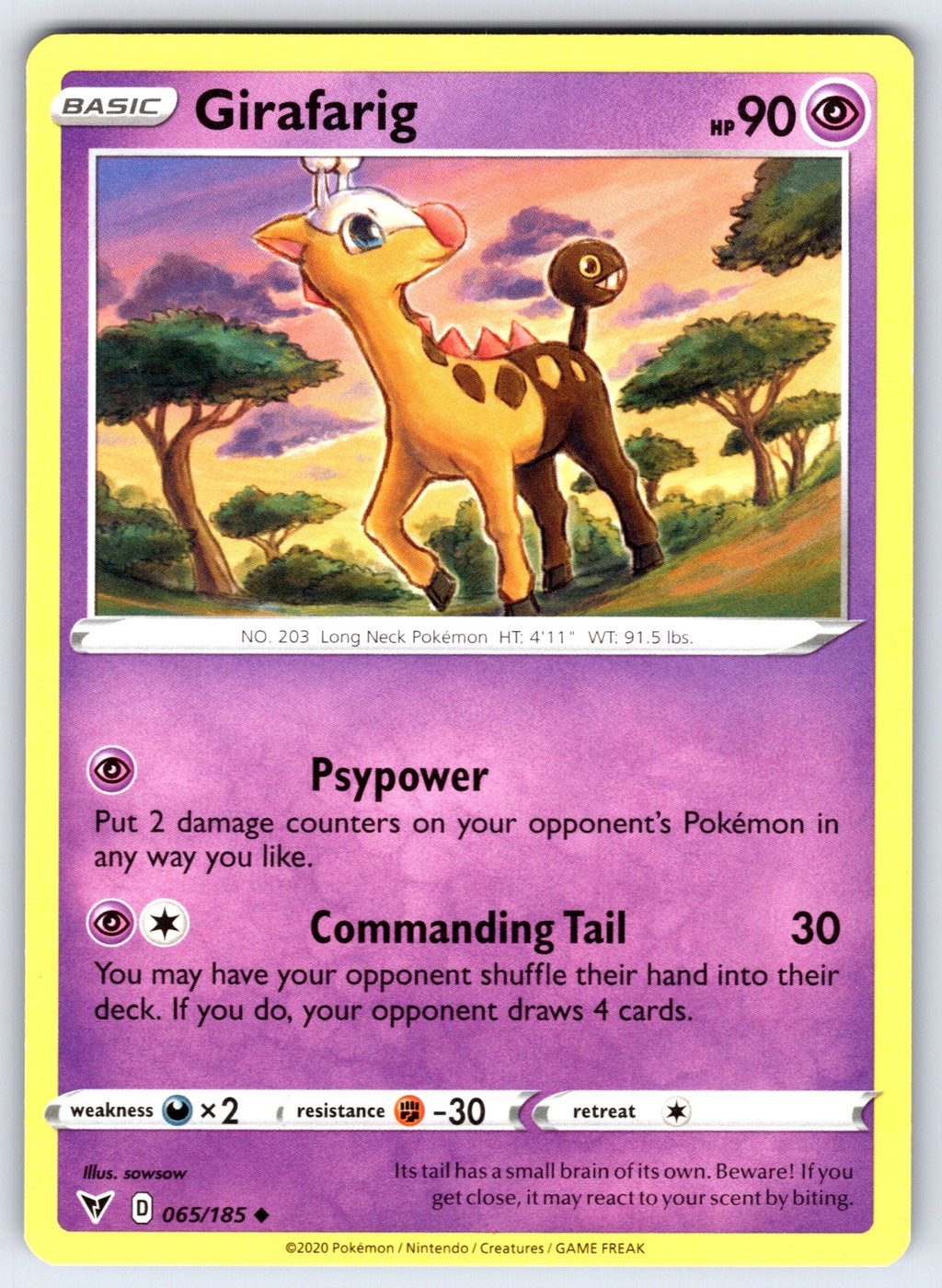 Girafarig Uncommon SWSH04: Vivid Voltage 065/185 LP 2020