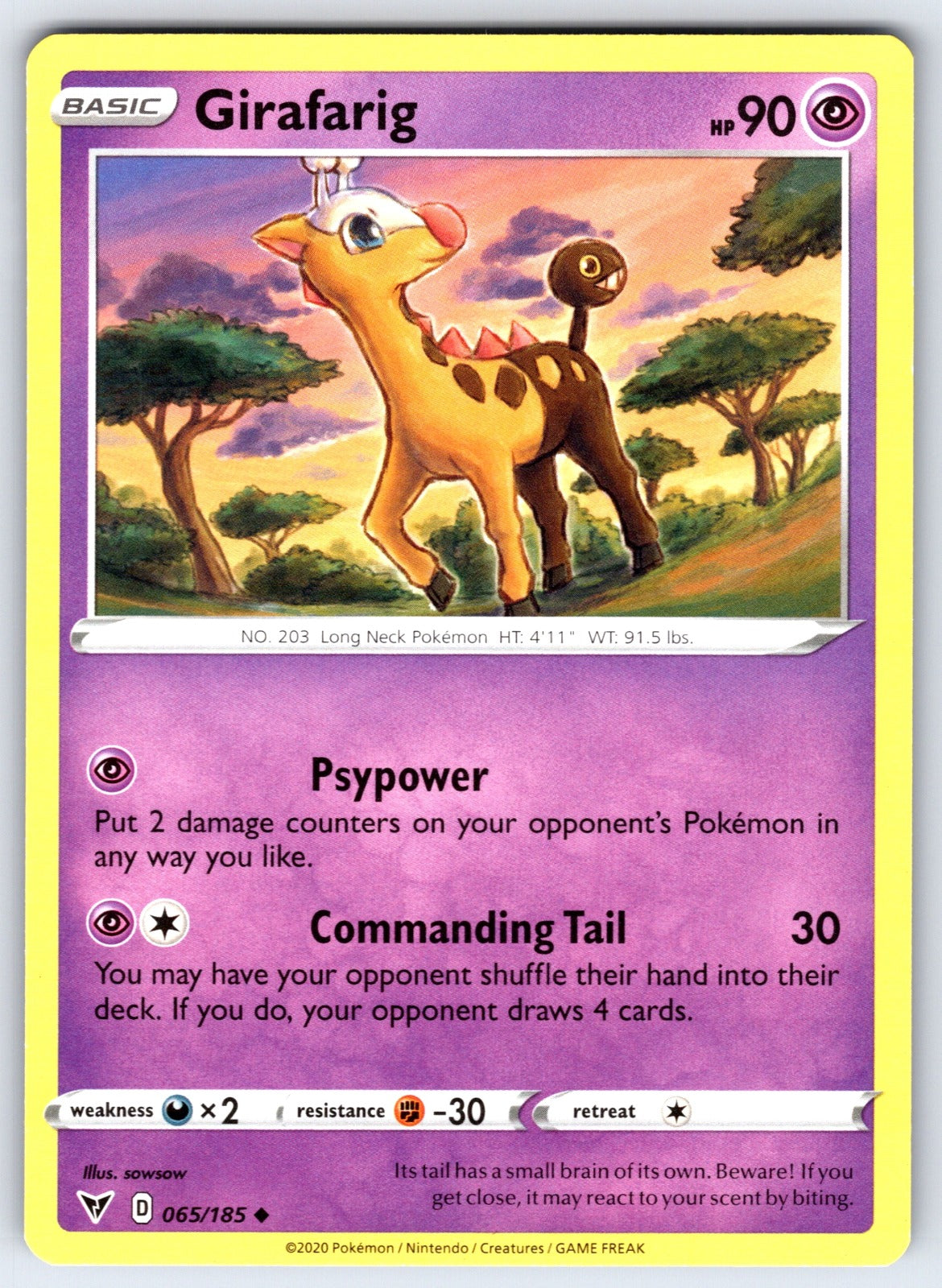 Girafarig Uncommon SWSH04: Vivid Voltage 065/185 LP 2020