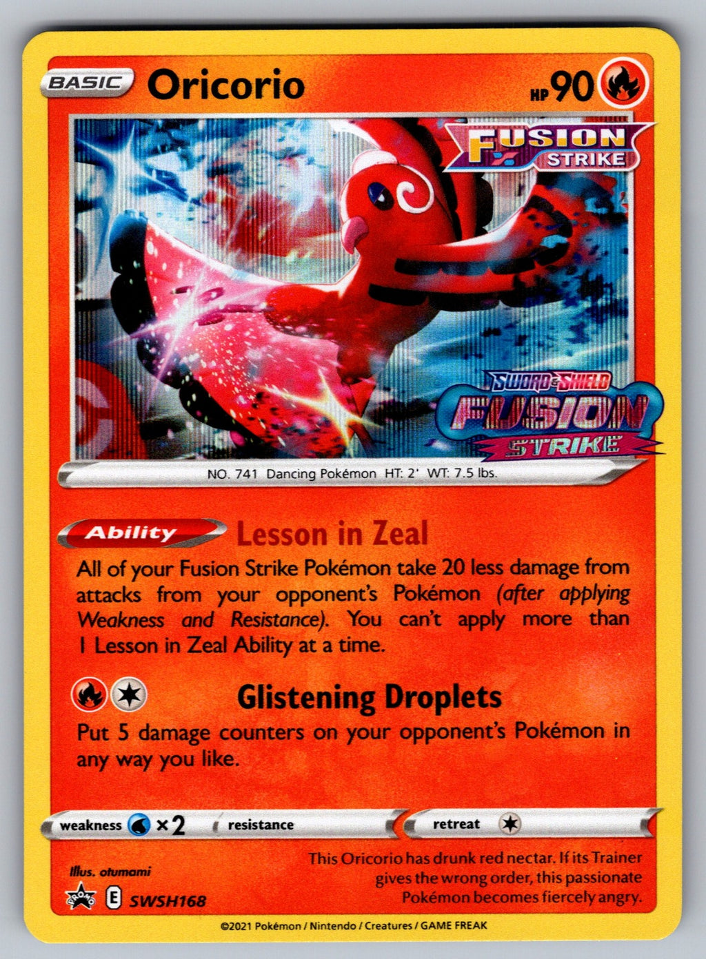 Oricorio Rare SWSH08: Fusion Strike 042/264 NM 2021