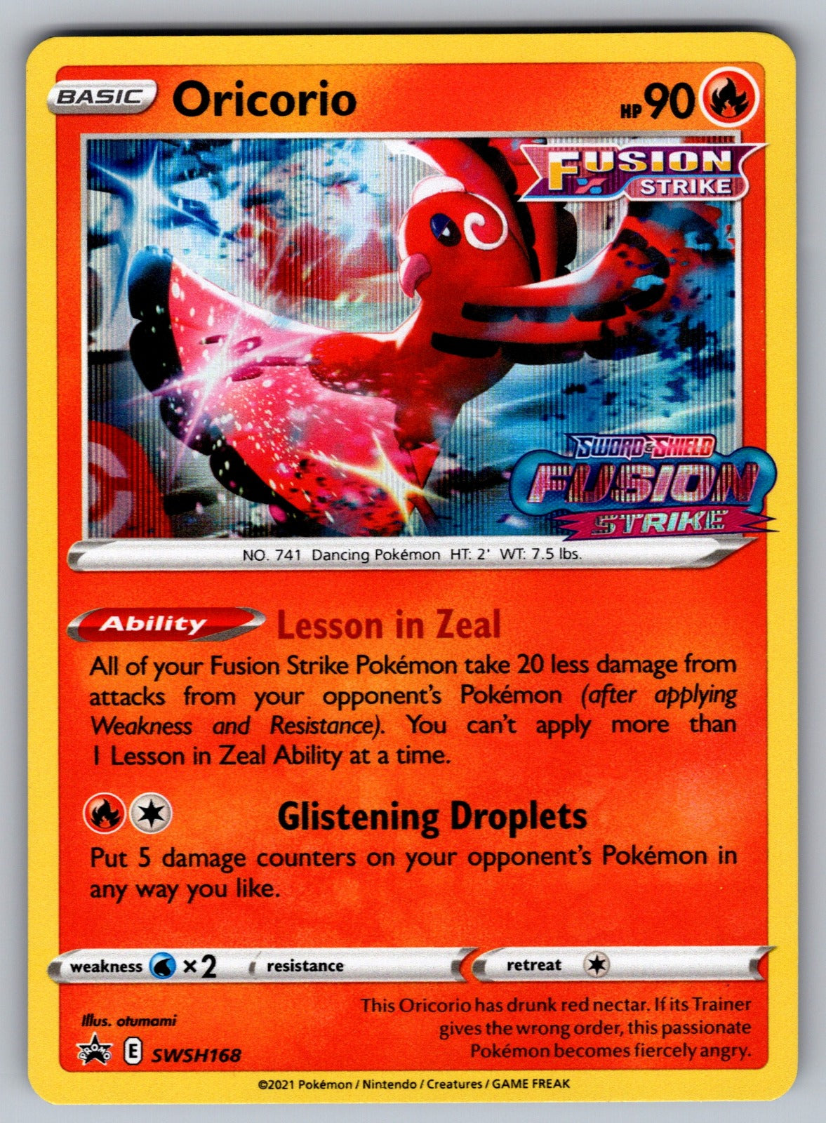 Oricorio Rare SWSH08: Fusion Strike 042/264 NM 2021