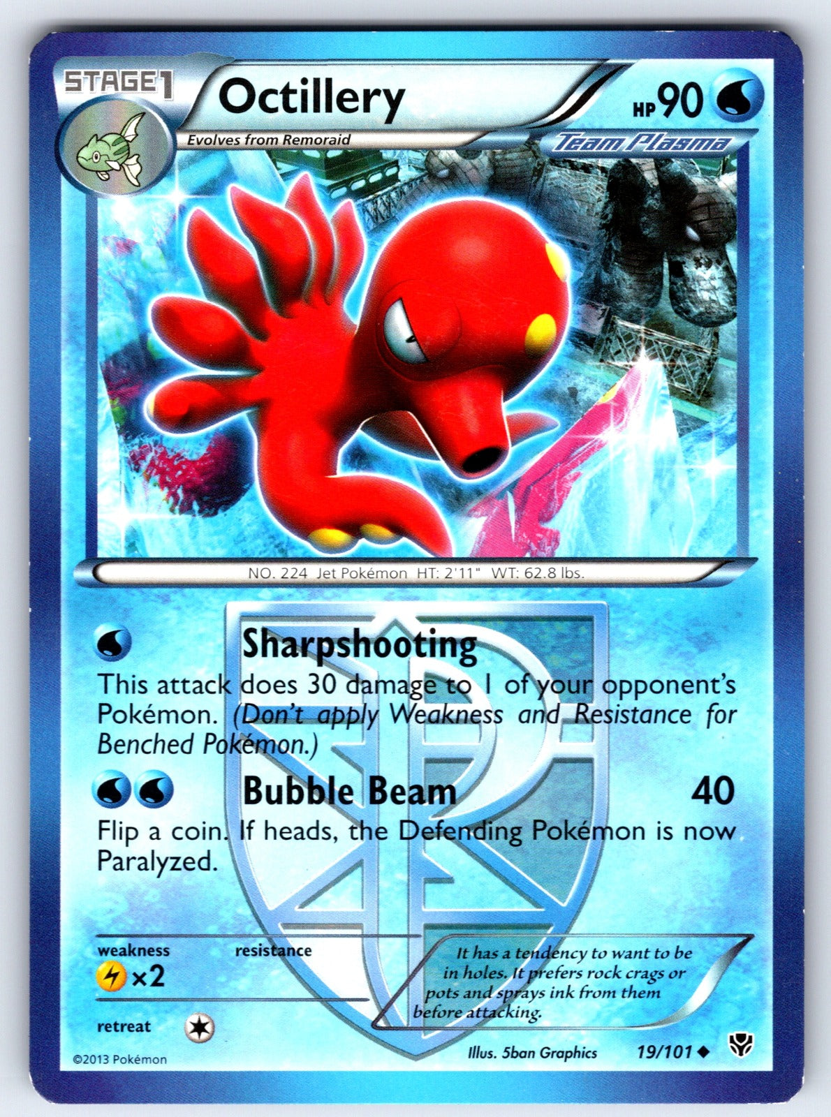 Octillery (Team Plasma) Uncommon Plasma Blast 19/101 LP 2013