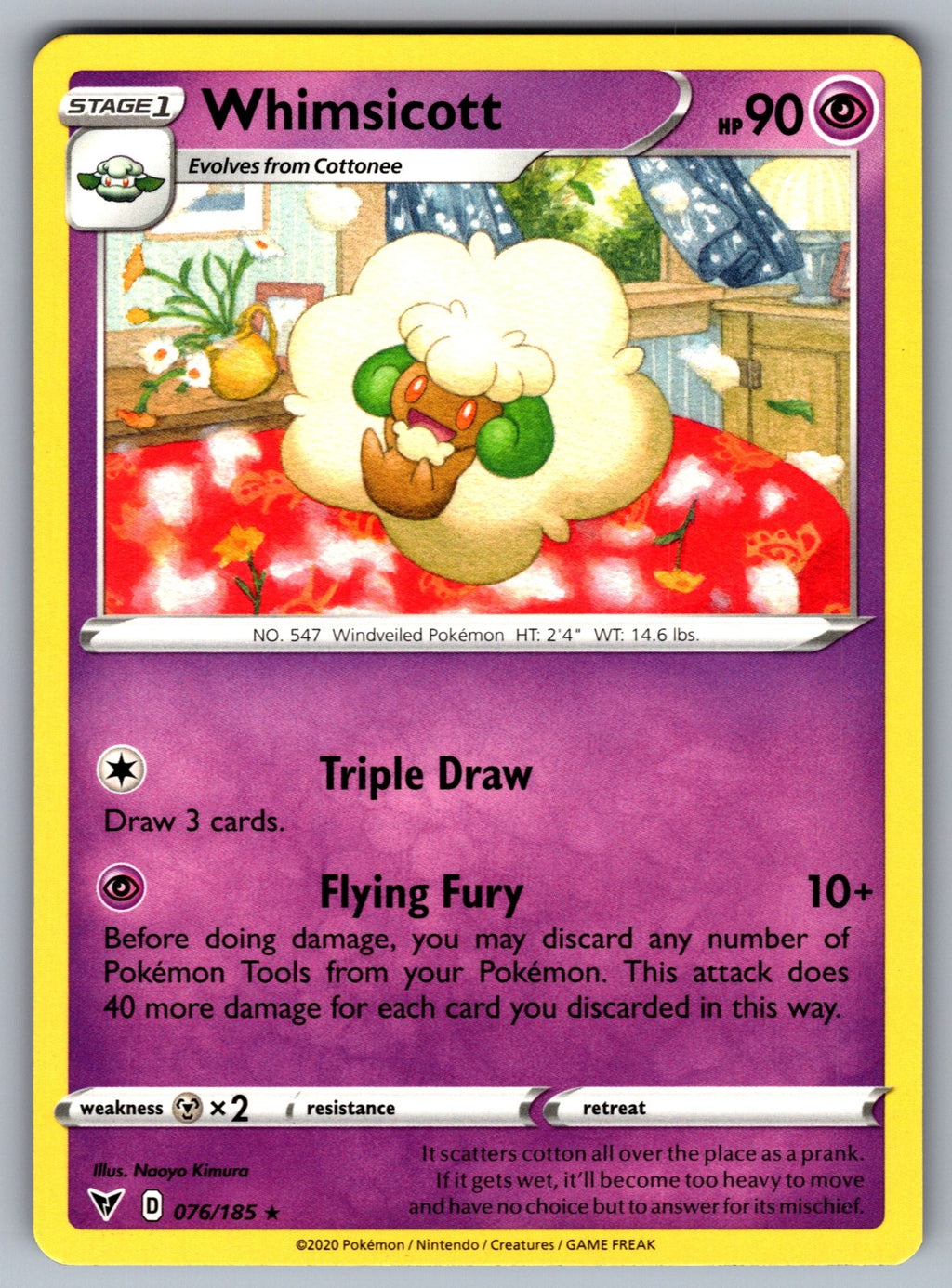 Whimsicott Rare SWSH04: Vivid Voltage 076/185 NM 2020