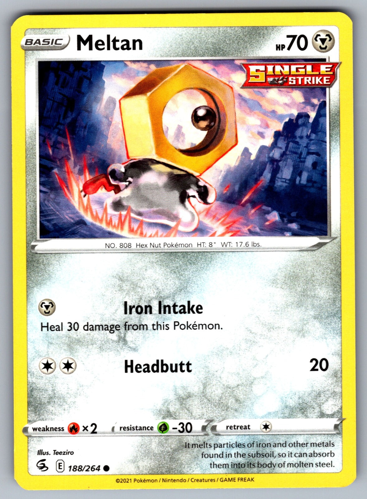 Meltan Common SWSH08: Fusion Strike 188/264 NM 2021