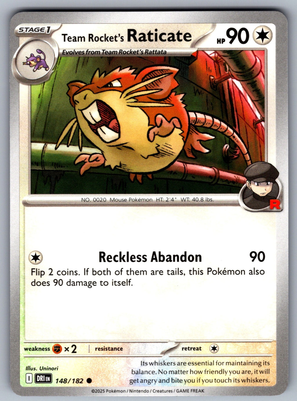 Team Rocket's Raticate Common SV10: Destined Rivals 148/182 NM 2025