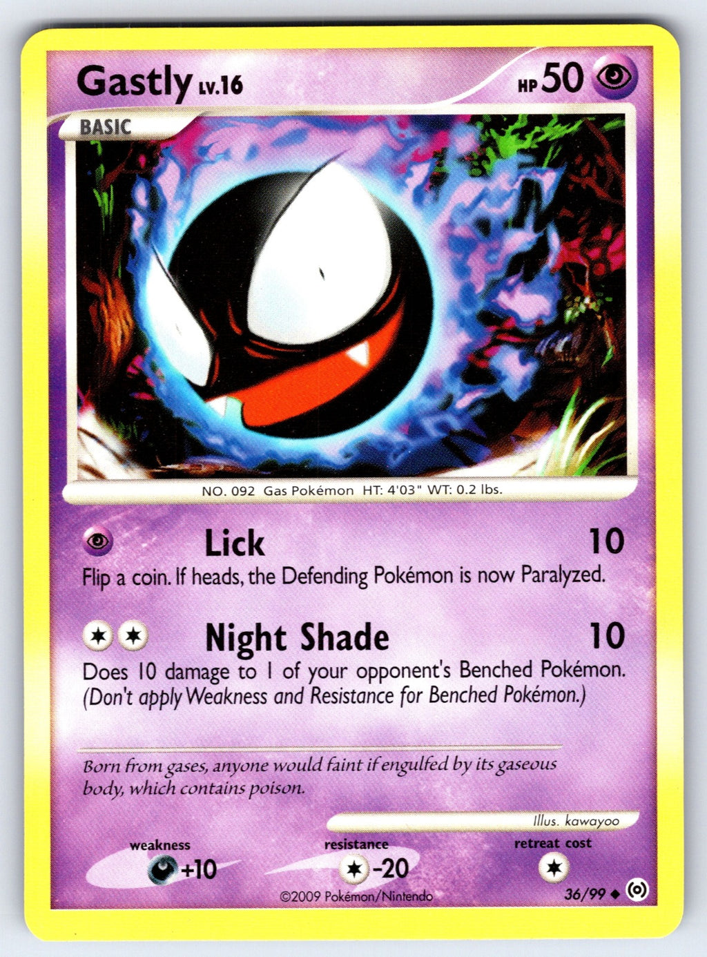 Gastly (36) Uncommon Arceus 36/99 LP 2009