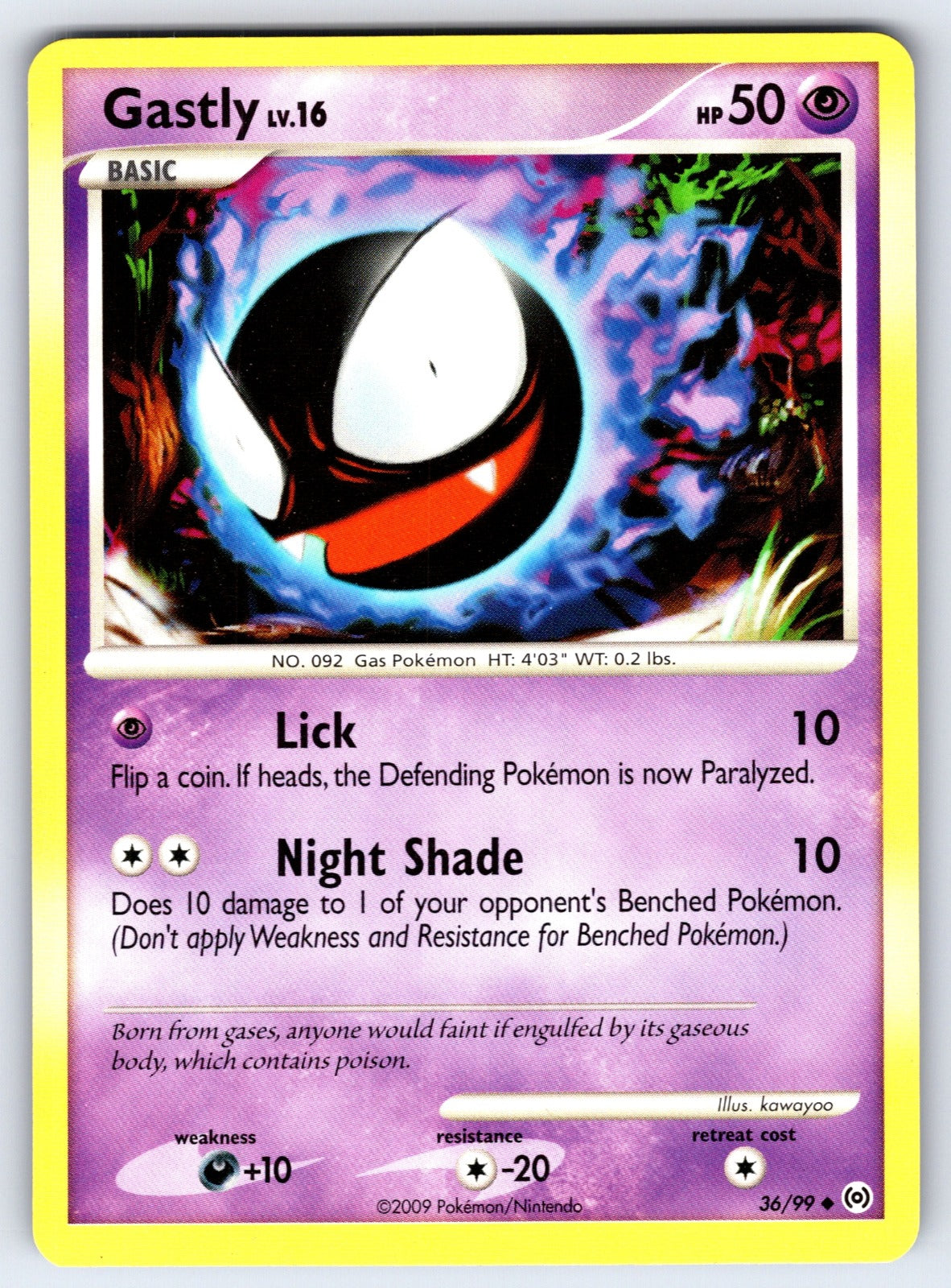 Gastly (36) Uncommon Arceus 36/99 LP 2009
