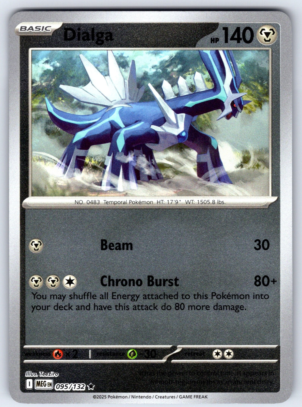 Dialga Reverse Holo Rare ME01: Mega Evolution 095/132 NM 2025