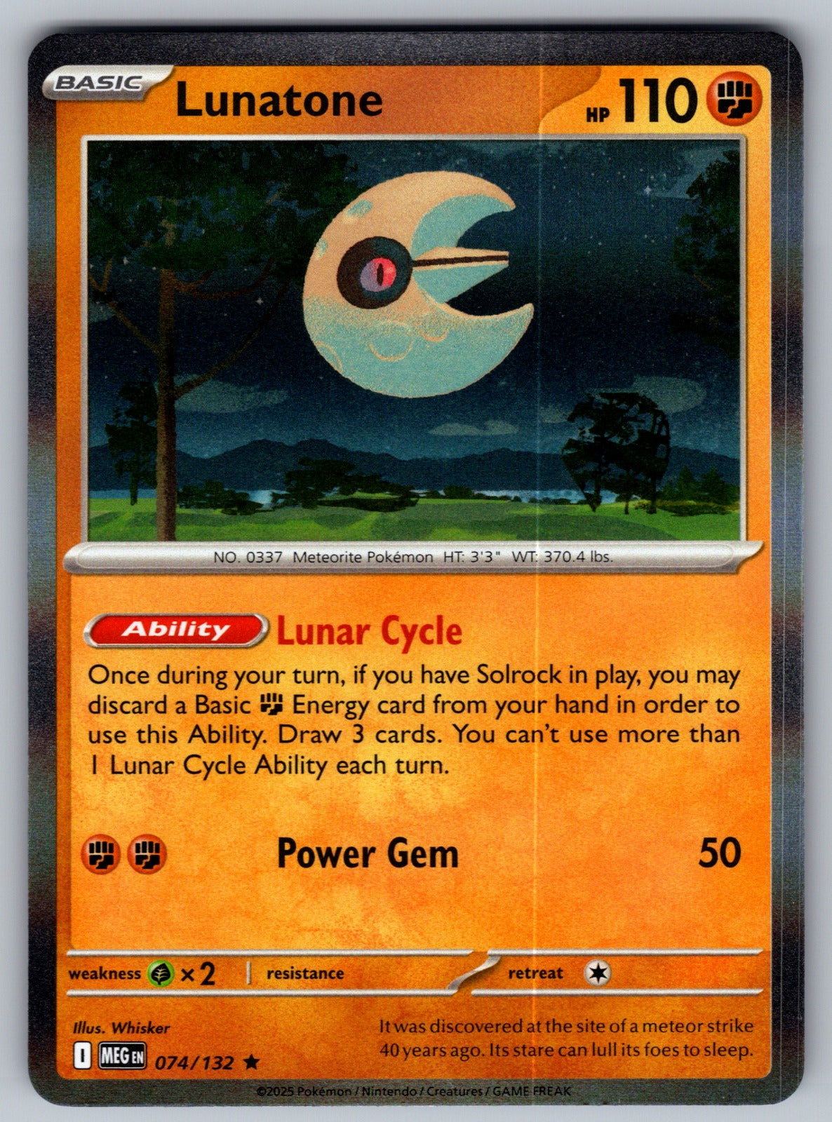 Lunatone Holo Rare ME01: Mega Evolution 074/132 NM 2025