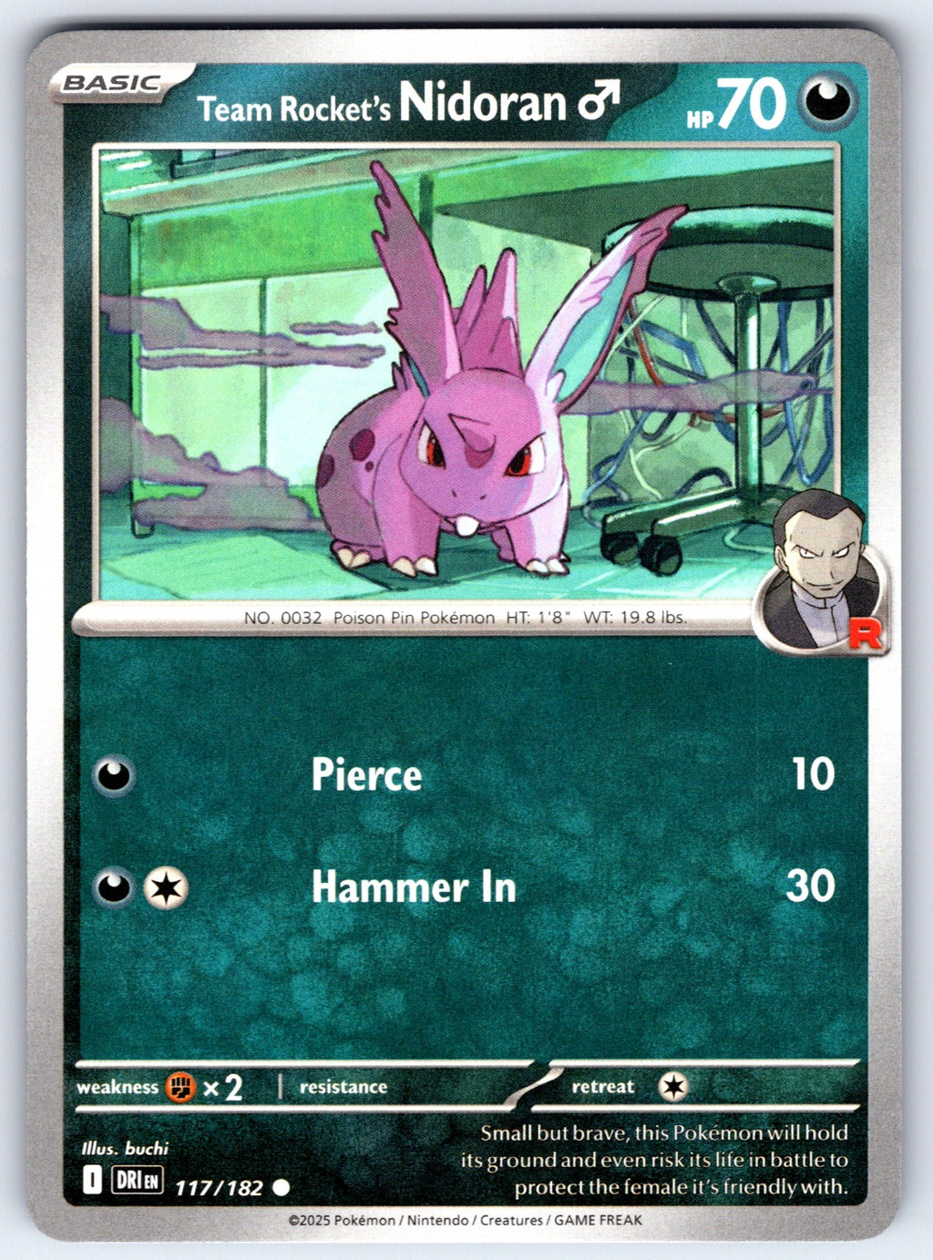 Team Rocket's Nidoran M Common SV10: Destined Rivals 117/182 NM 2025