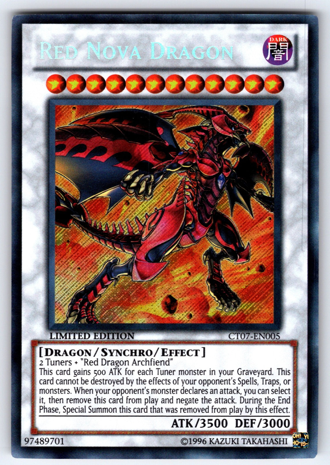 Red Nova Dragon Limited Secret Rare 2010 Collectors Tins CT07-EN005 NM 2010