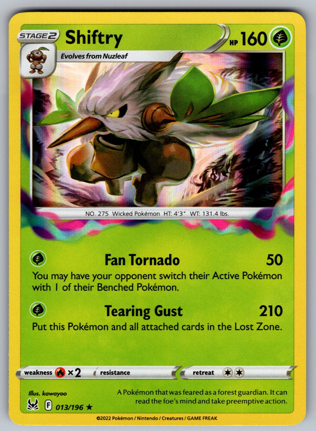 Shiftry Holo Rare SWSH11: Lost Origin 013/196 NM 2022