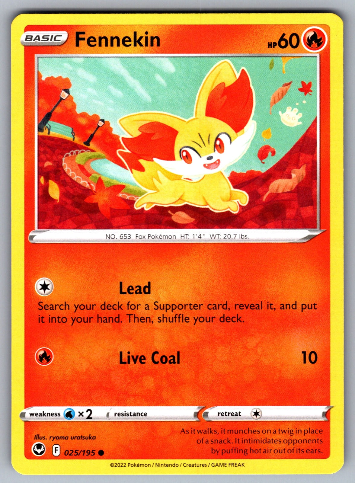 Fennekin Common SWSH12: Silver Tempest 025/195 NM 2022