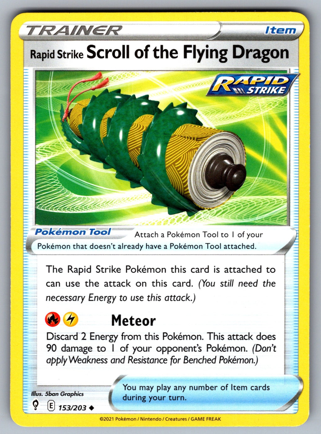 Rapid Strike Scroll of the Flying Dragon Uncommon SWSH07: Evolving Skies 153/203 NM 2021