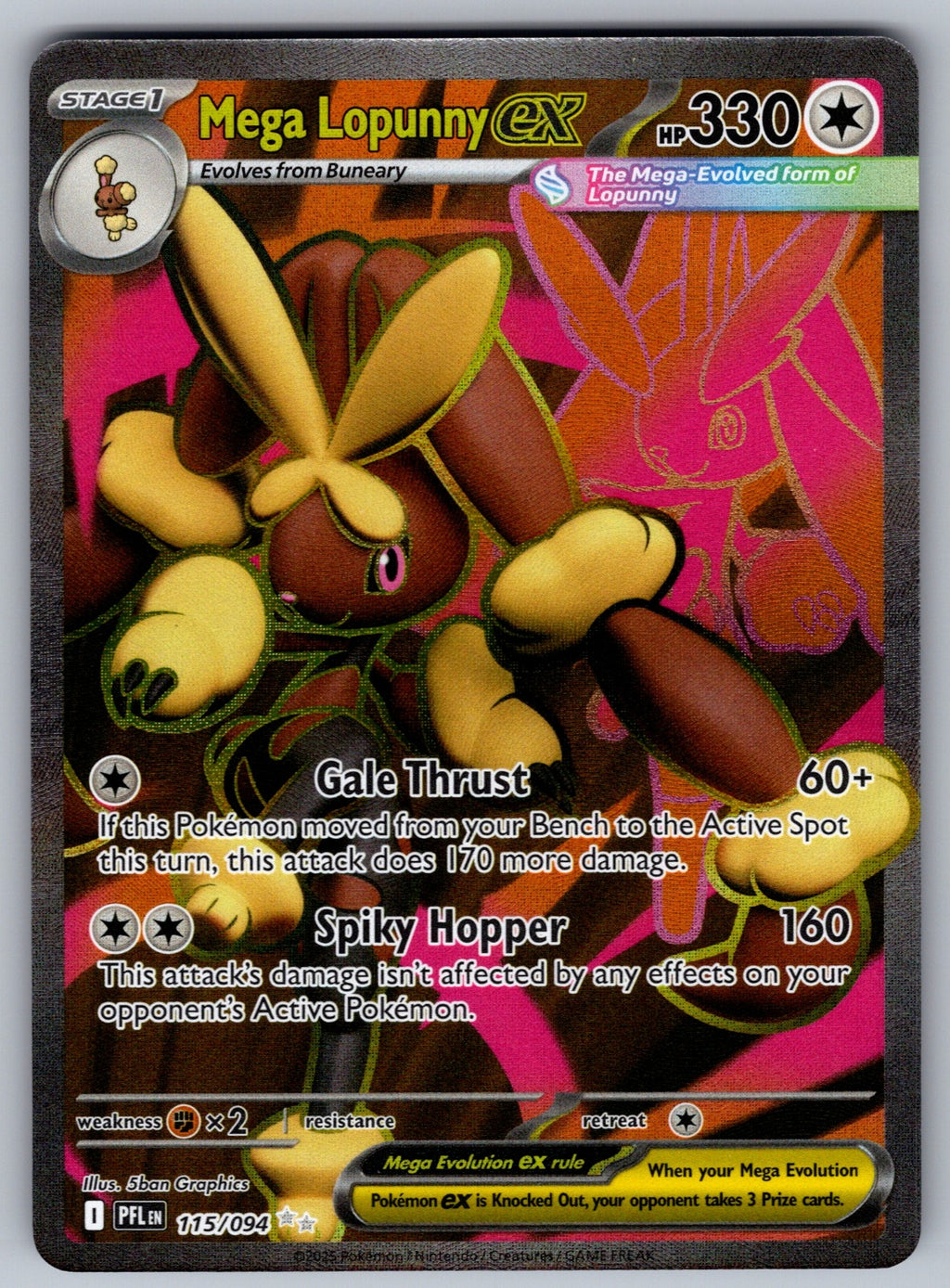 Mega Lopunny ex - Holo Ultra Rare ME02: Phantasmal Flames 115/094 NM 2025