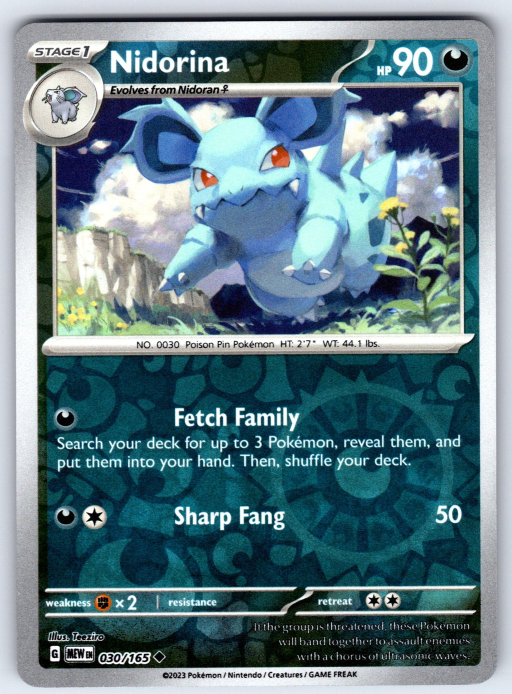Nidorina Reverse Holo Uncommon SV: Scarlet & Violet 151 030/165 NM 2023