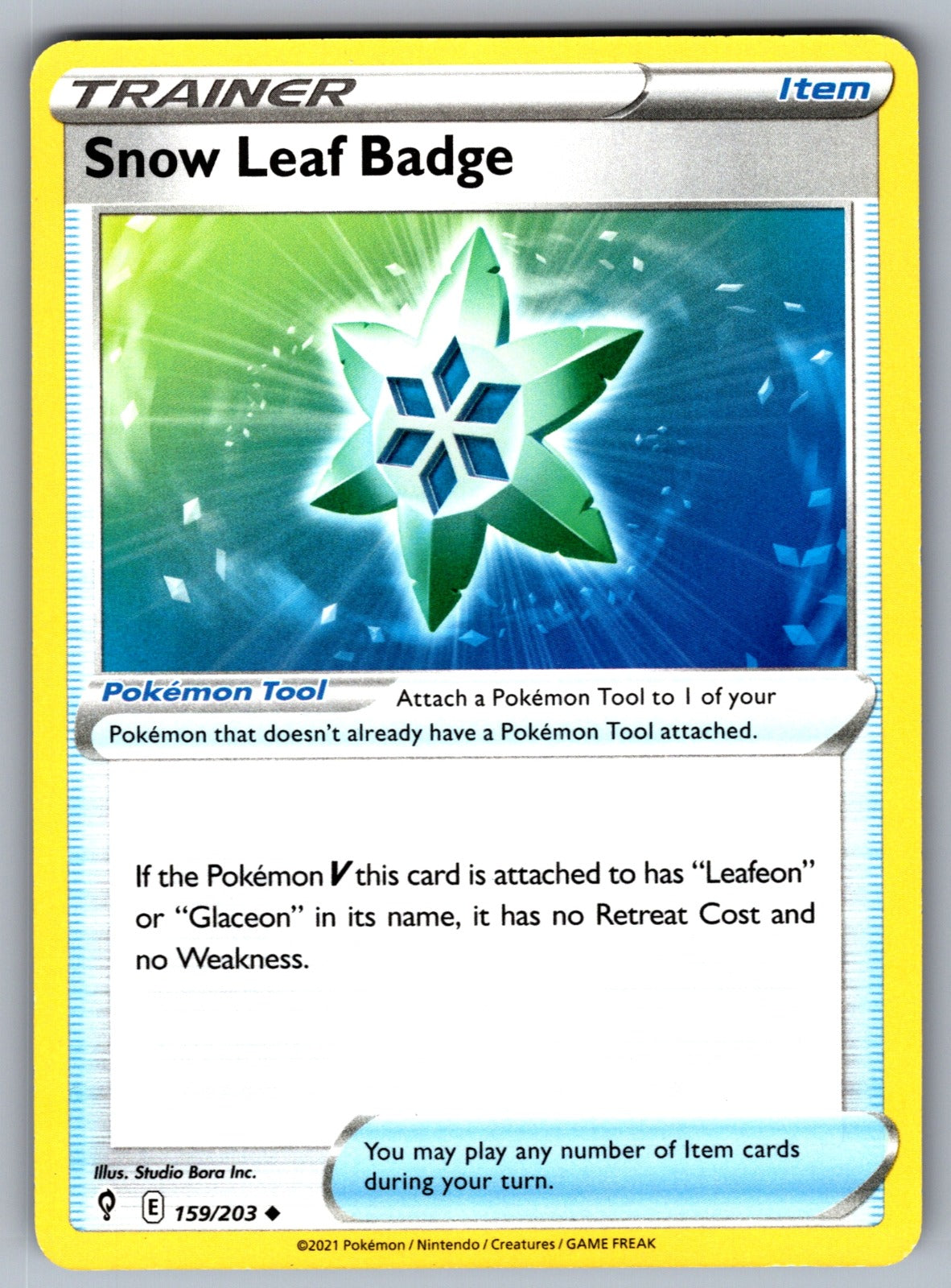 Snow Leaf Badge Uncommon SWSH07: Evolving Skies 159/203 NM 2021