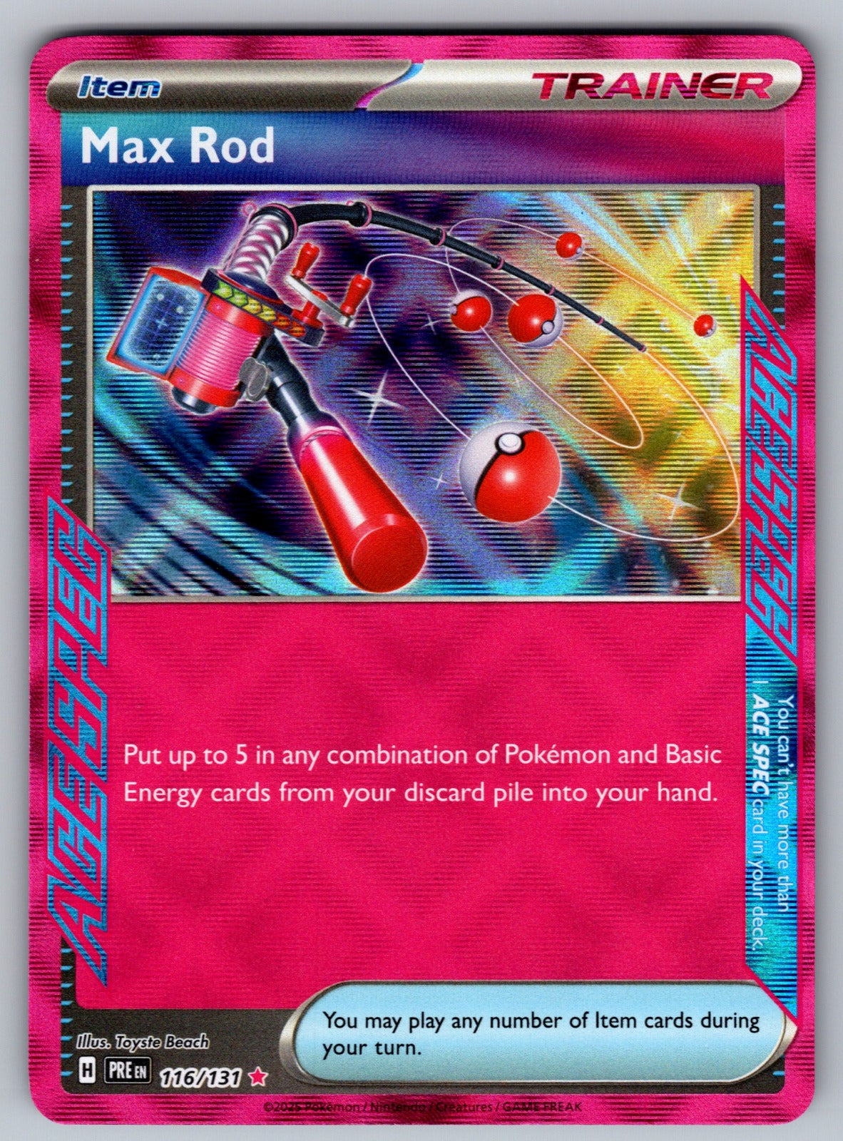 Max Rod Holo ACE SPEC Rare SV: Prismatic Evolutions 116/131 NM 2025