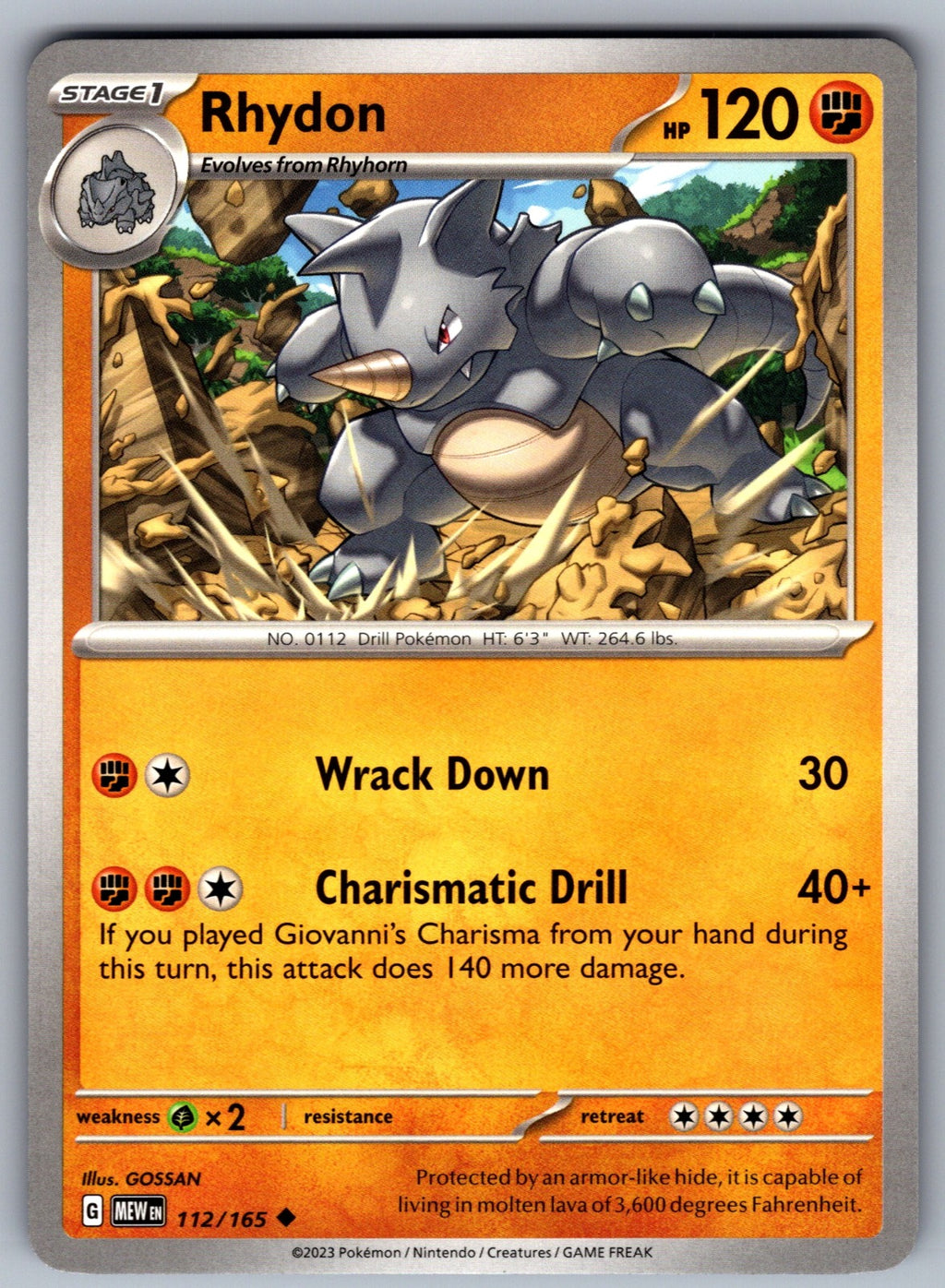 Rhydon Uncommon SV: Scarlet & Violet 151 112/165 NM 2023