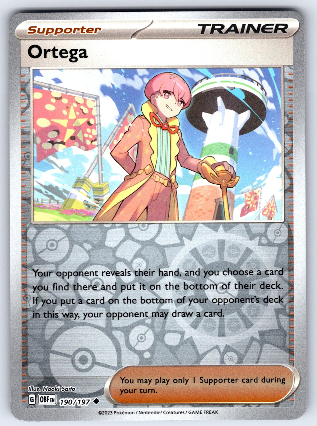 Ortega Reverse Holo Uncommon SV03: Obsidian Flames 190/197 NM 2023